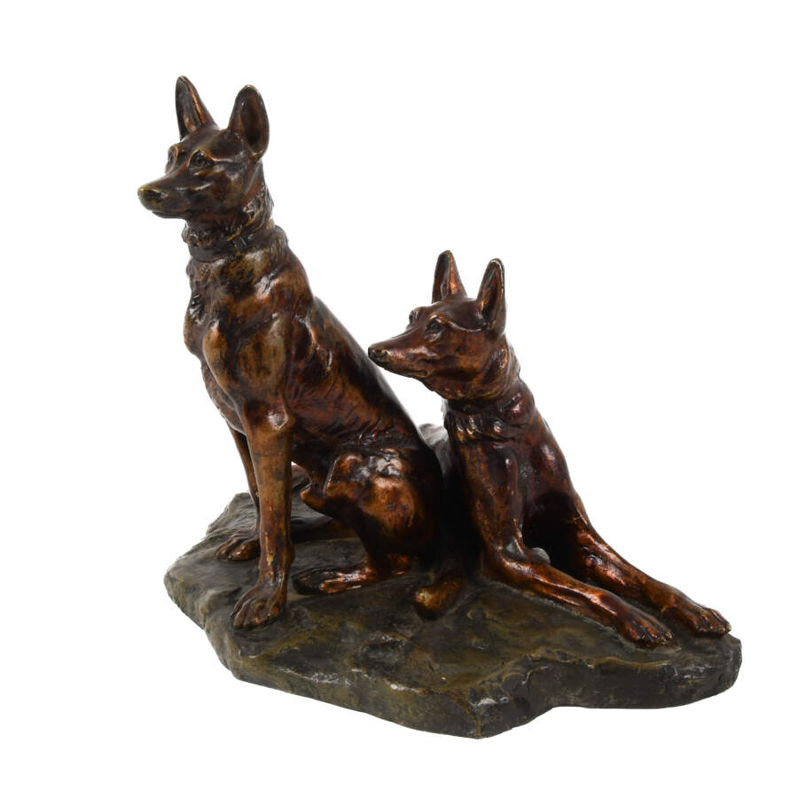 Antique Bronze German Shepherd Dog Grouping-4