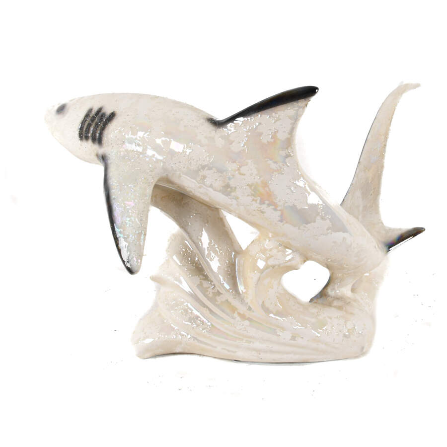 Large Porcelain Iridescent Shark Sculpture-3