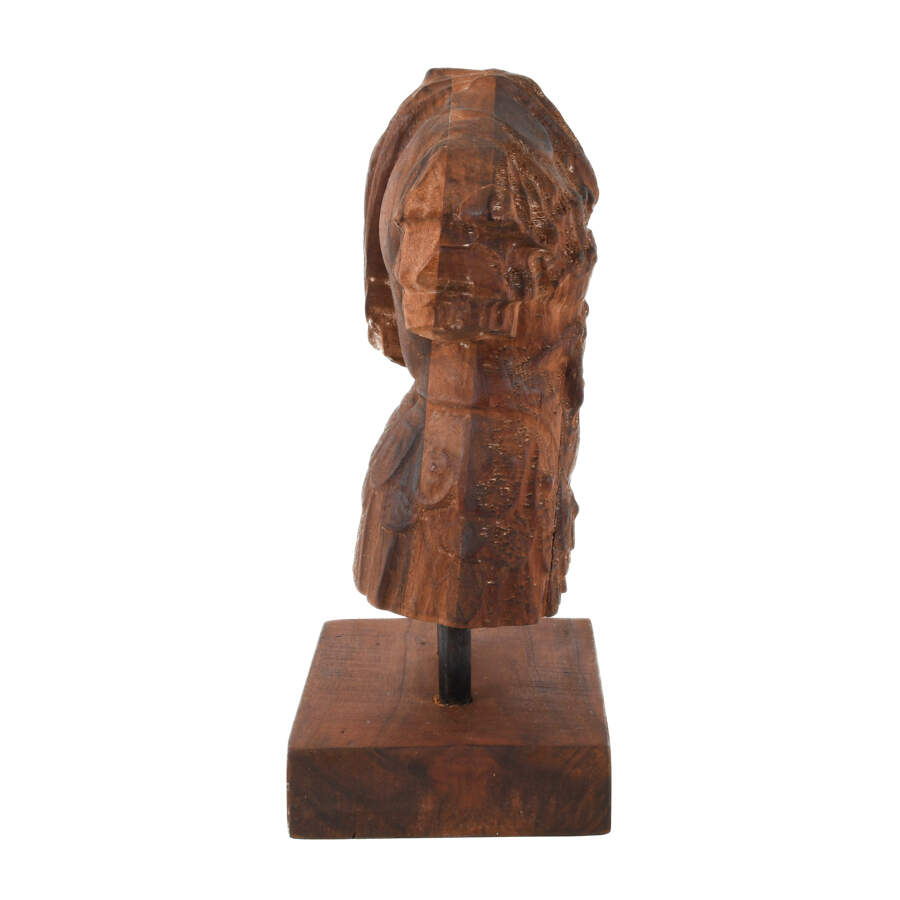 Carved Wood Loricata Statue on Base-6
