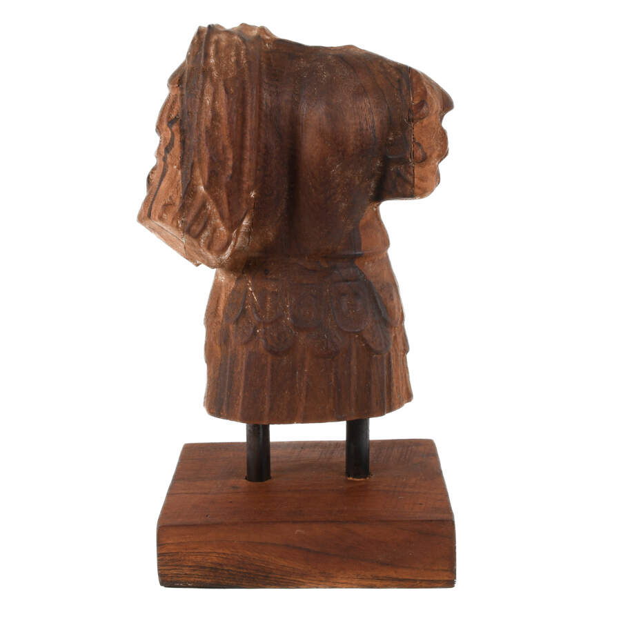 Carved Wood Loricata Statue on Base-5