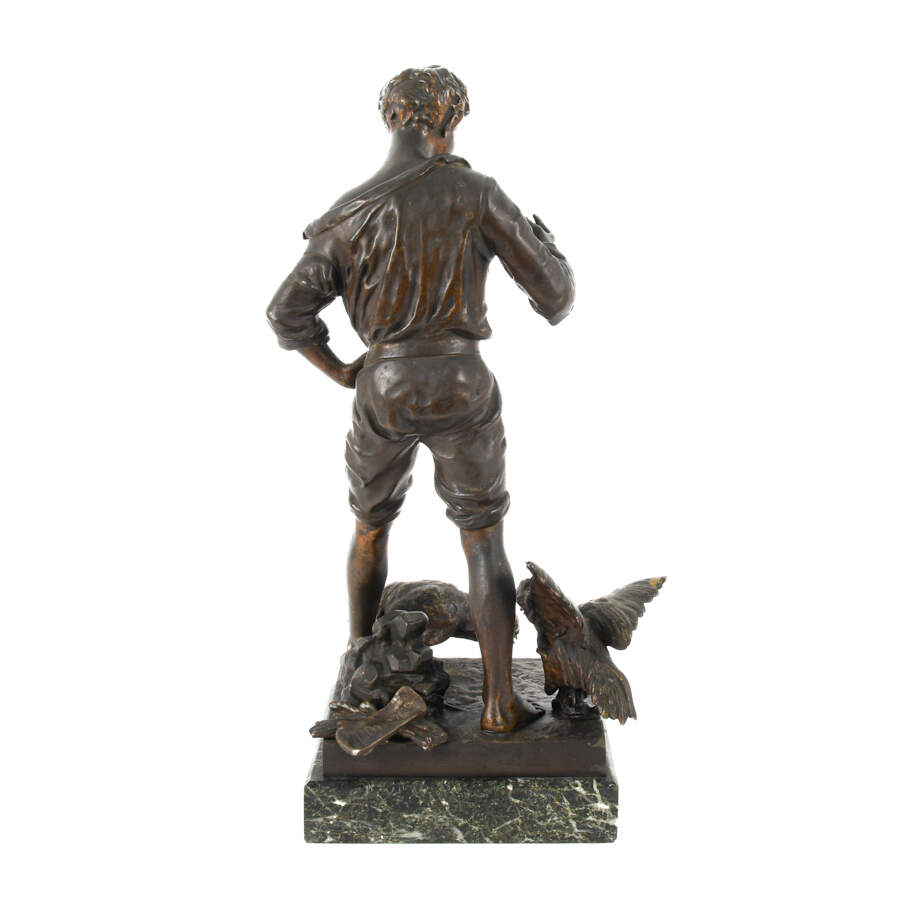 Antique French Bronze Emile Laporte "Combat the Cock Fight" Statue-5