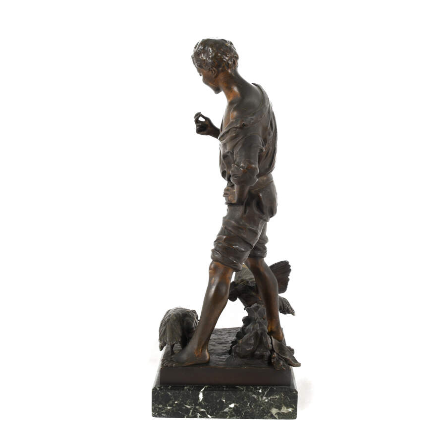 Antique French Bronze Emile Laporte "Combat the Cock Fight" Statue-4