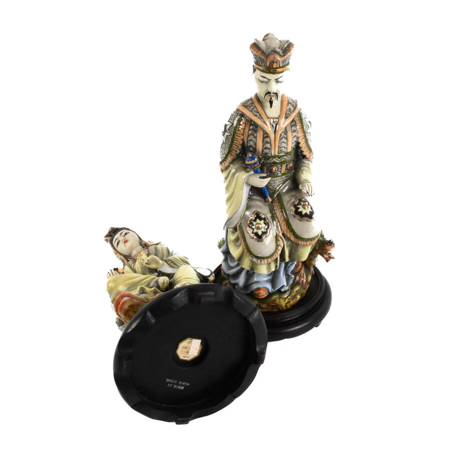 Chinese Porcelain Emperor and Empress Statues with Bases-8