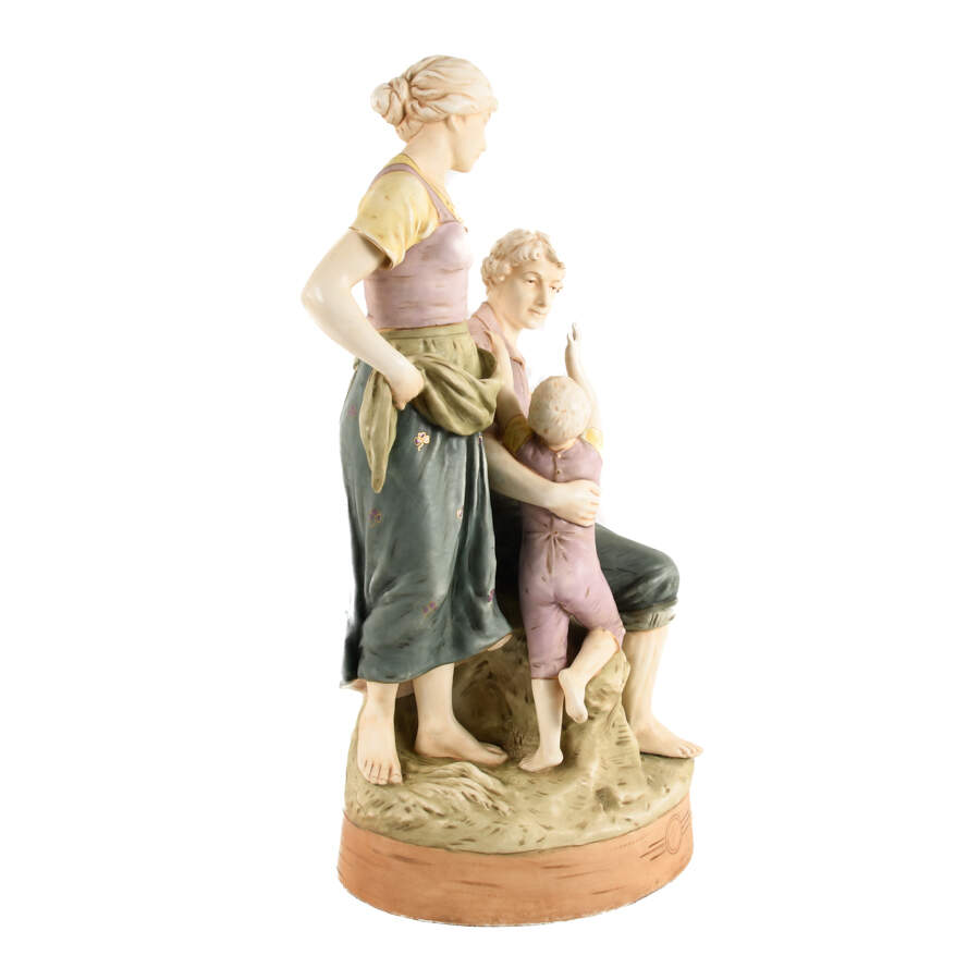 Royal Dux Porcelain Figural Grouping Family of Peasants-6