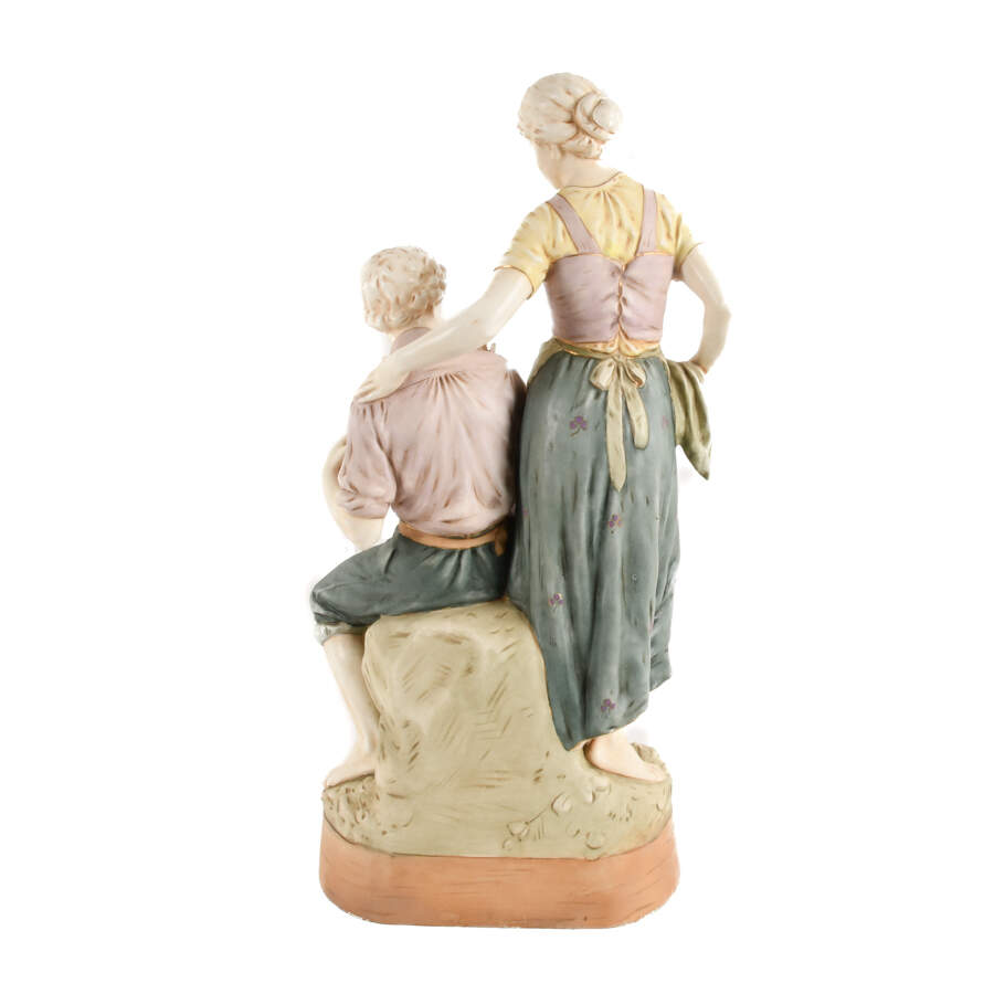 Royal Dux Porcelain Figural Grouping Family of Peasants-5