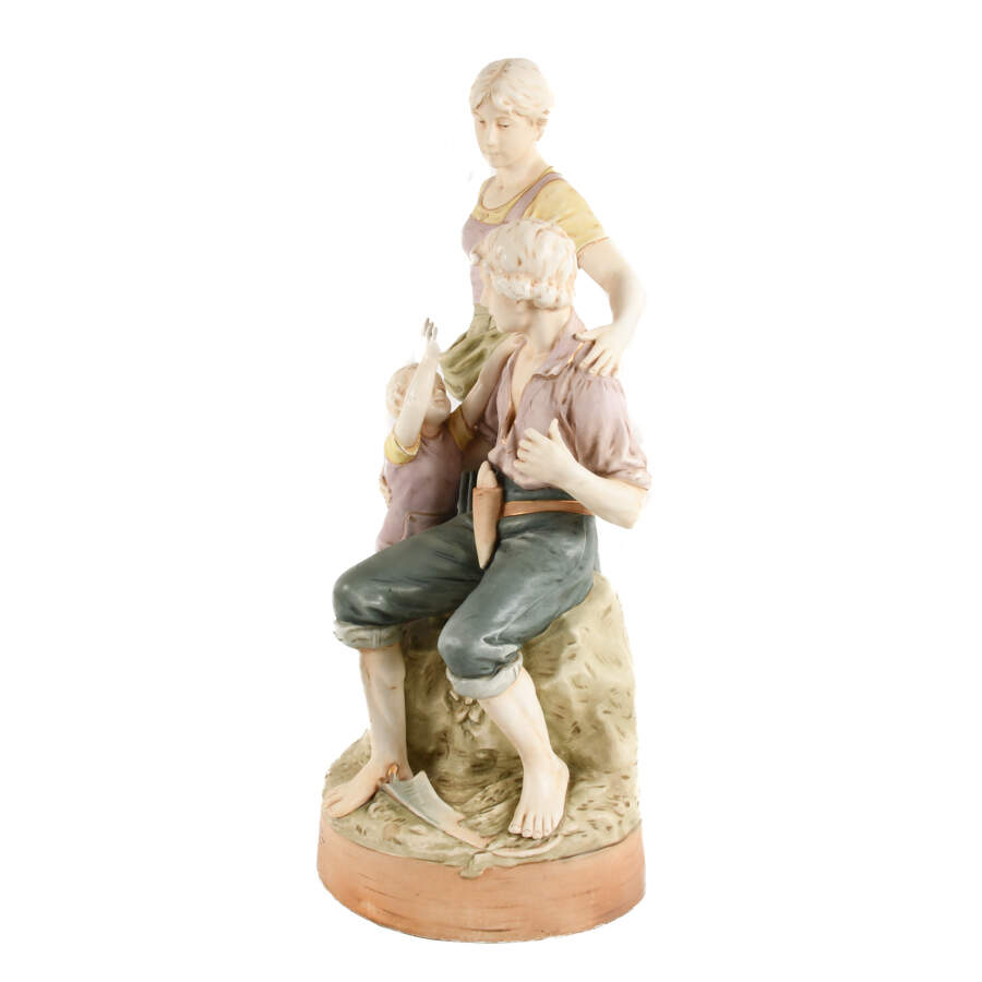 Royal Dux Porcelain Figural Grouping Family of Peasants-4