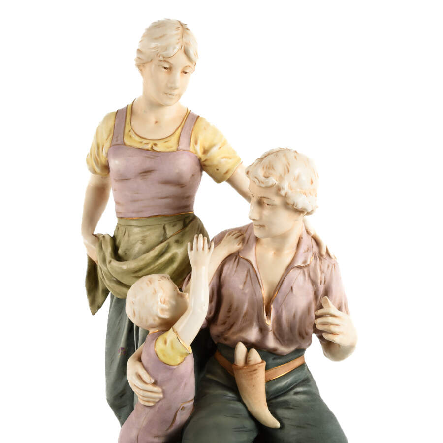 Royal Dux Porcelain Figural Grouping Family of Peasants-2