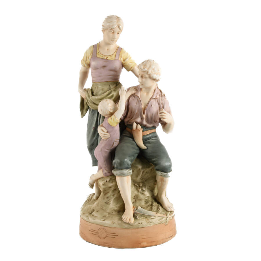 Royal Dux Porcelain Figural Grouping Family of Peasants-1