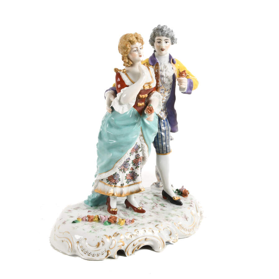 Antique Porcelain Capodimonte Couple Grouping-5
