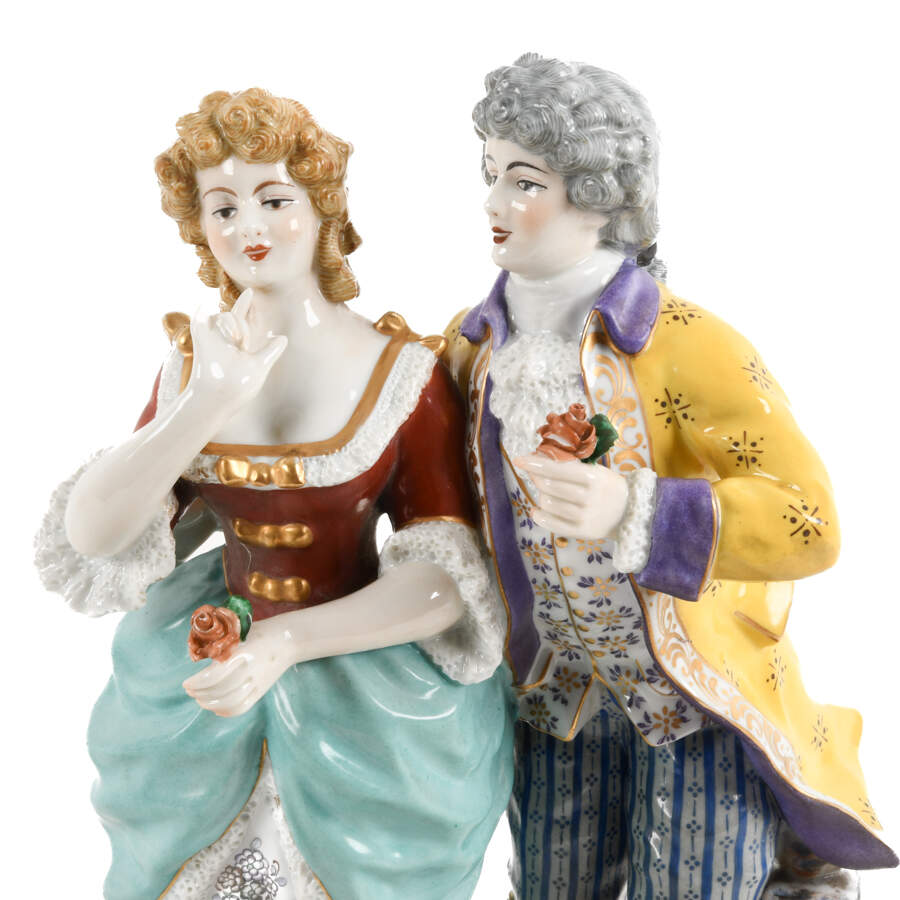 Antique Porcelain Capodimonte Couple Grouping-2
