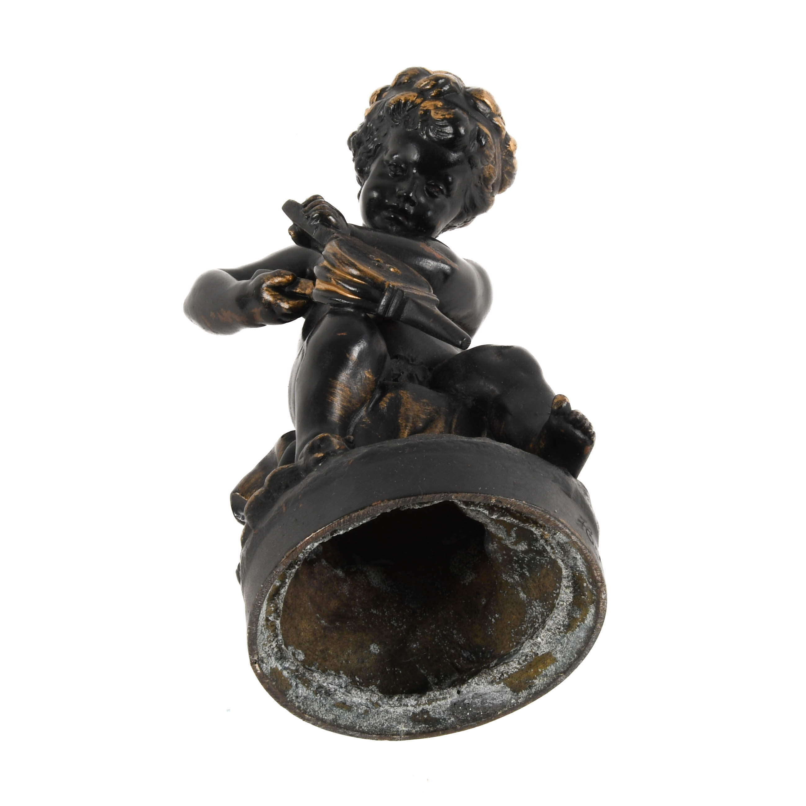 Bronze Seated Cherub Statue Signed H. Schwabe Lee-7
