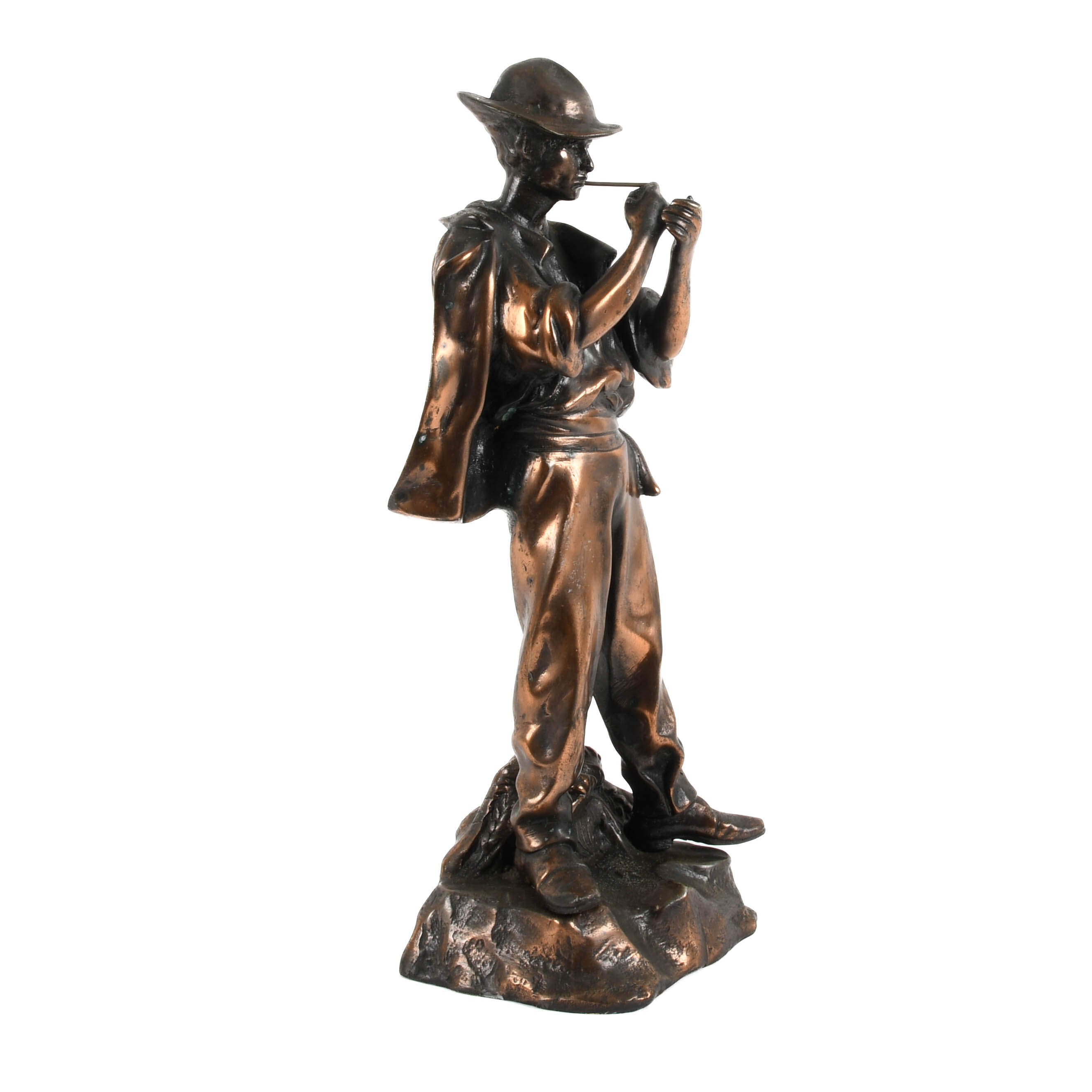 Cast Metal Figural Smoking Man Statue-6