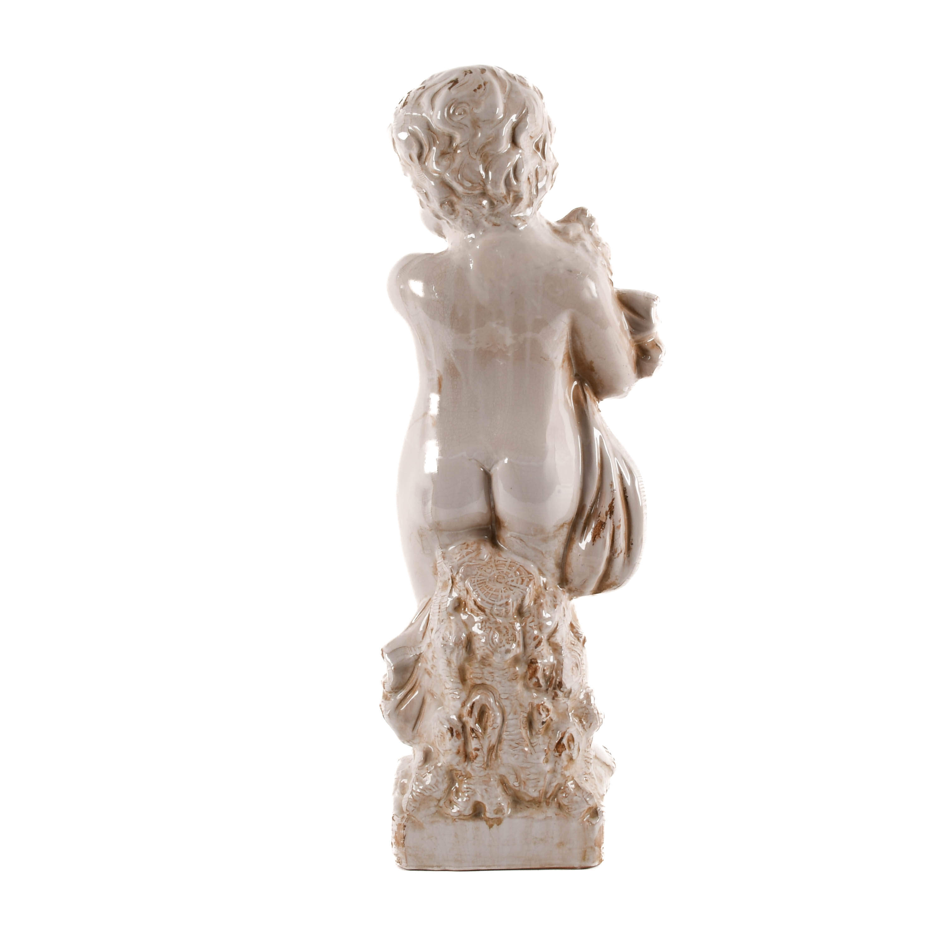 Italian Glazed Ceramic Majolica Putti-4