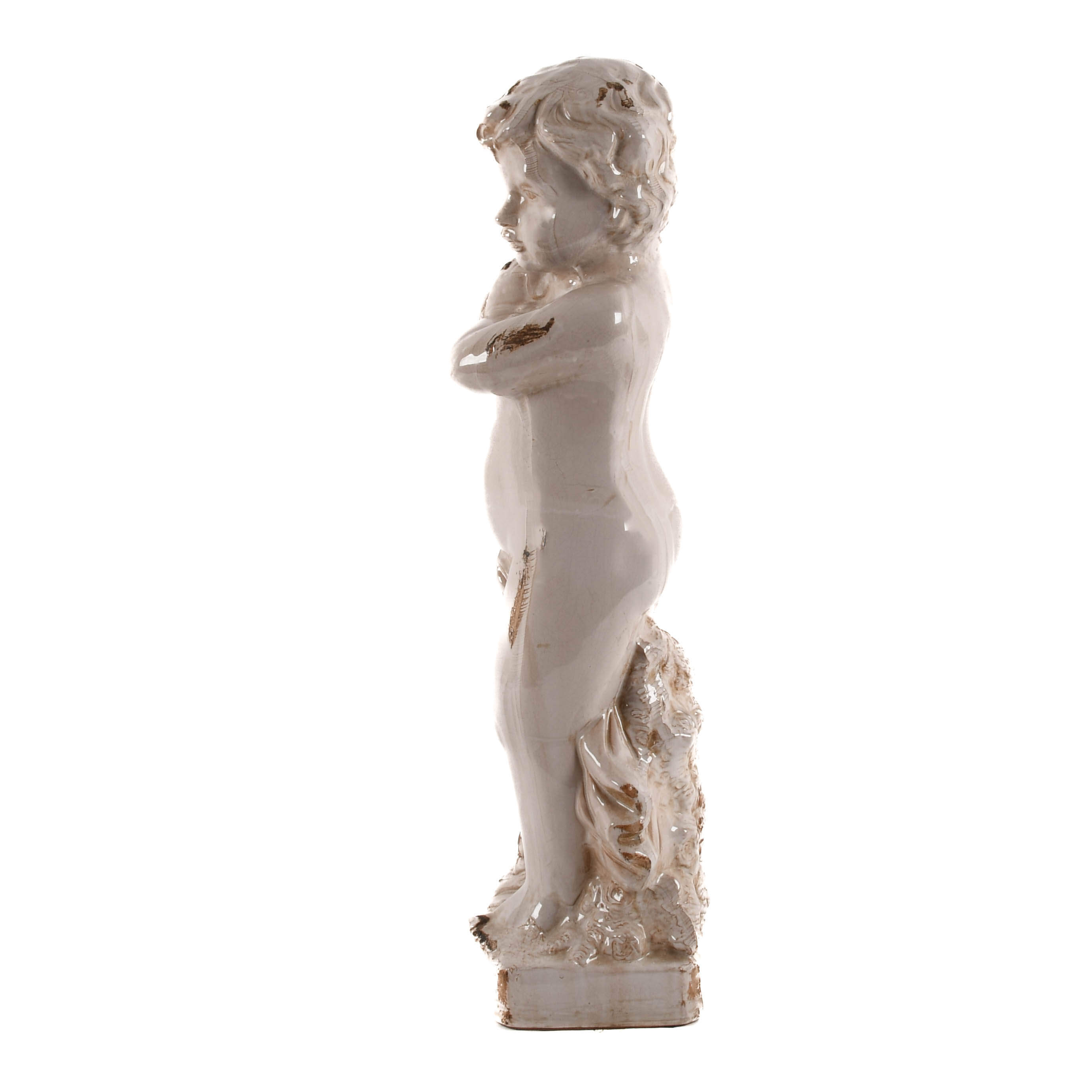 Italian Glazed Ceramic Majolica Putti-3