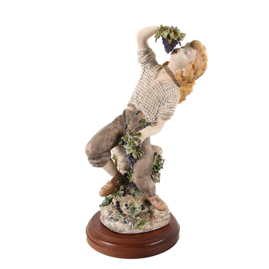 Porcelain Boy Eating Grapes Statue-1
