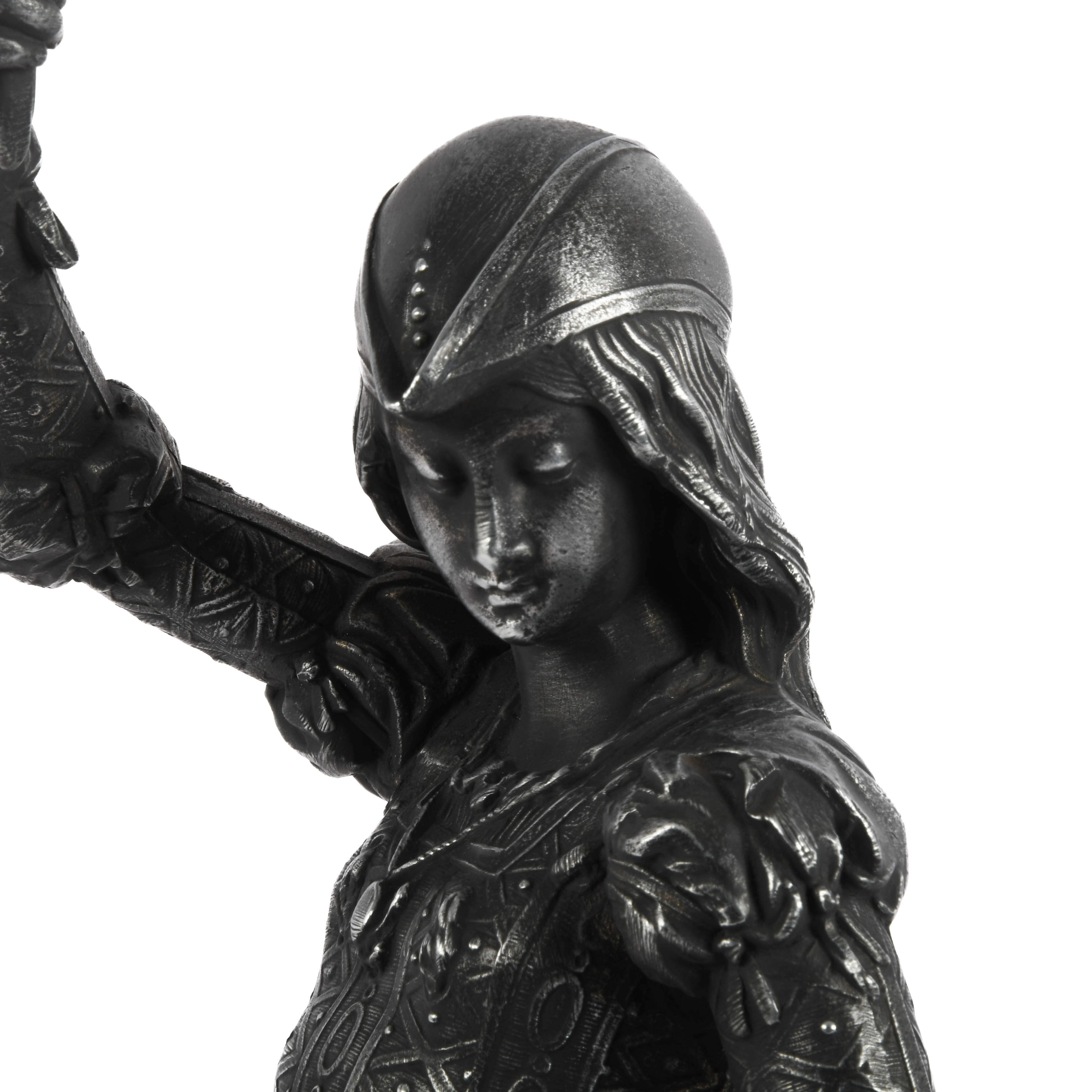Antique Cast Spelter Flame Torch Carrier Figure-5