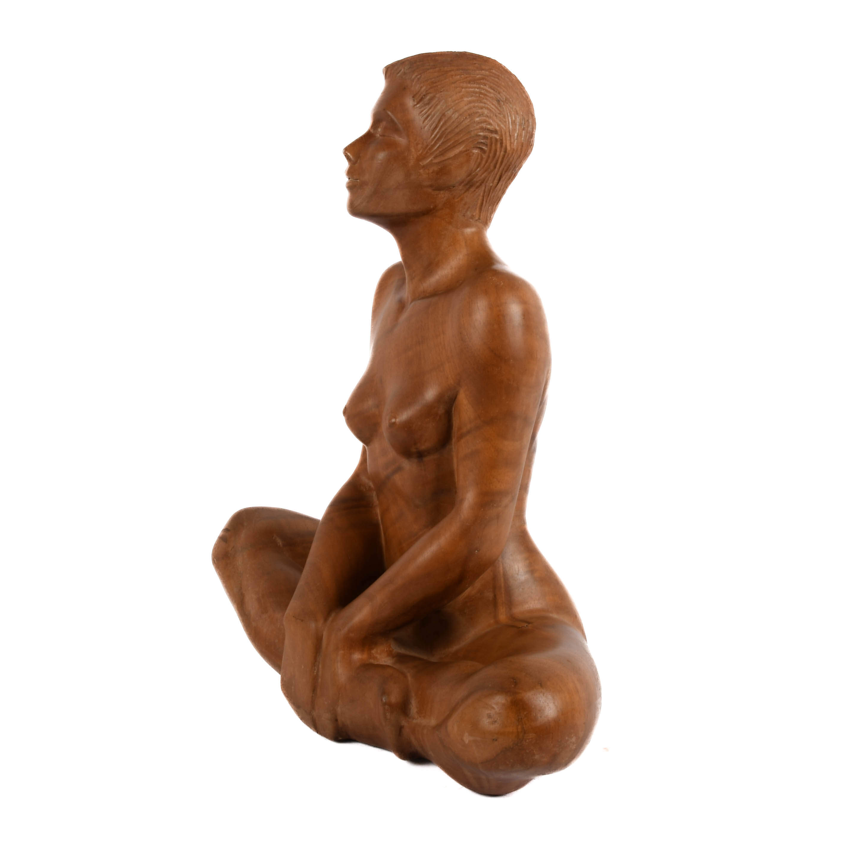 Signed Jannette Eyler Nude Female Carved Wood Statue-3