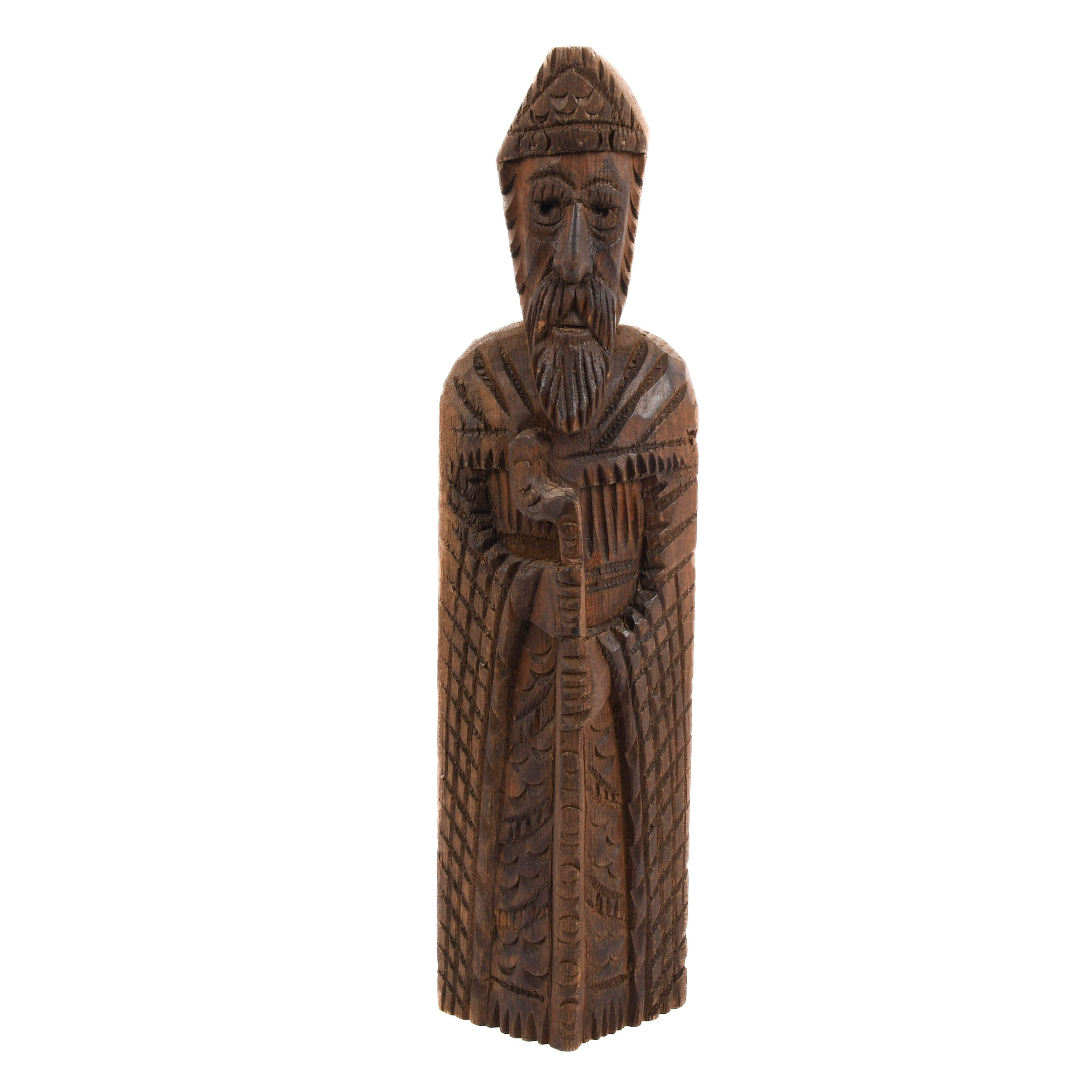 Italian Hand-Carved Wooden Monk Sculpture-1