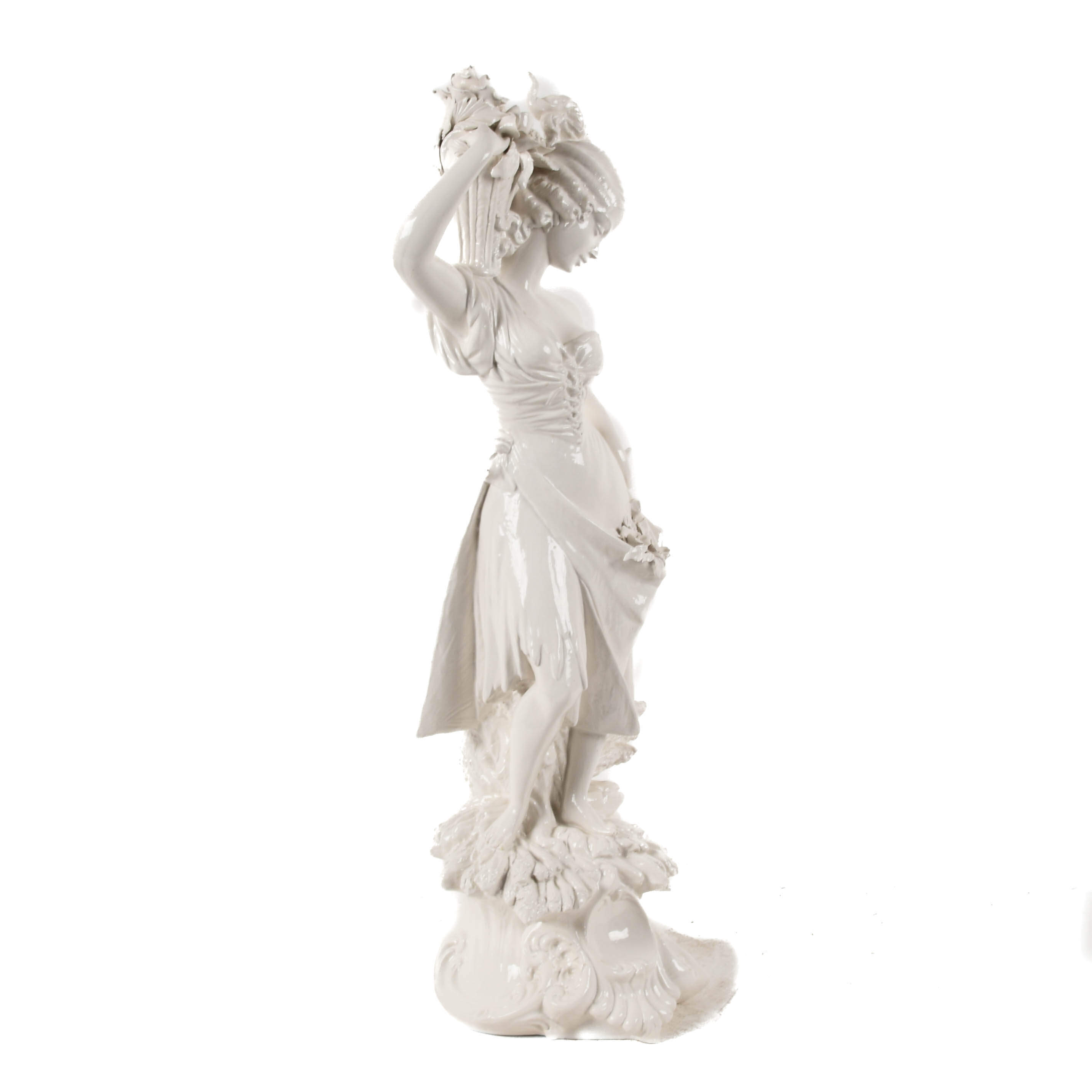 Italian High Glaze Ceramic Lady Sculpture-6
