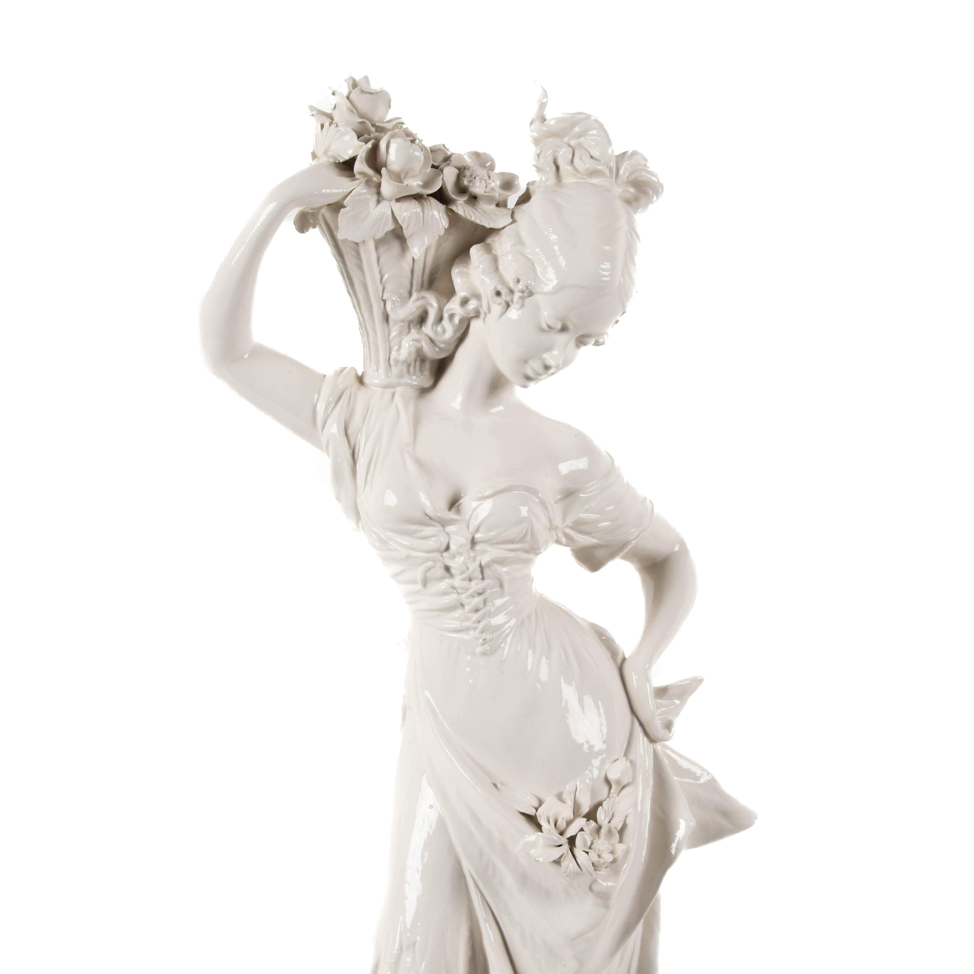 Italian High Glaze Ceramic Lady Sculpture-3