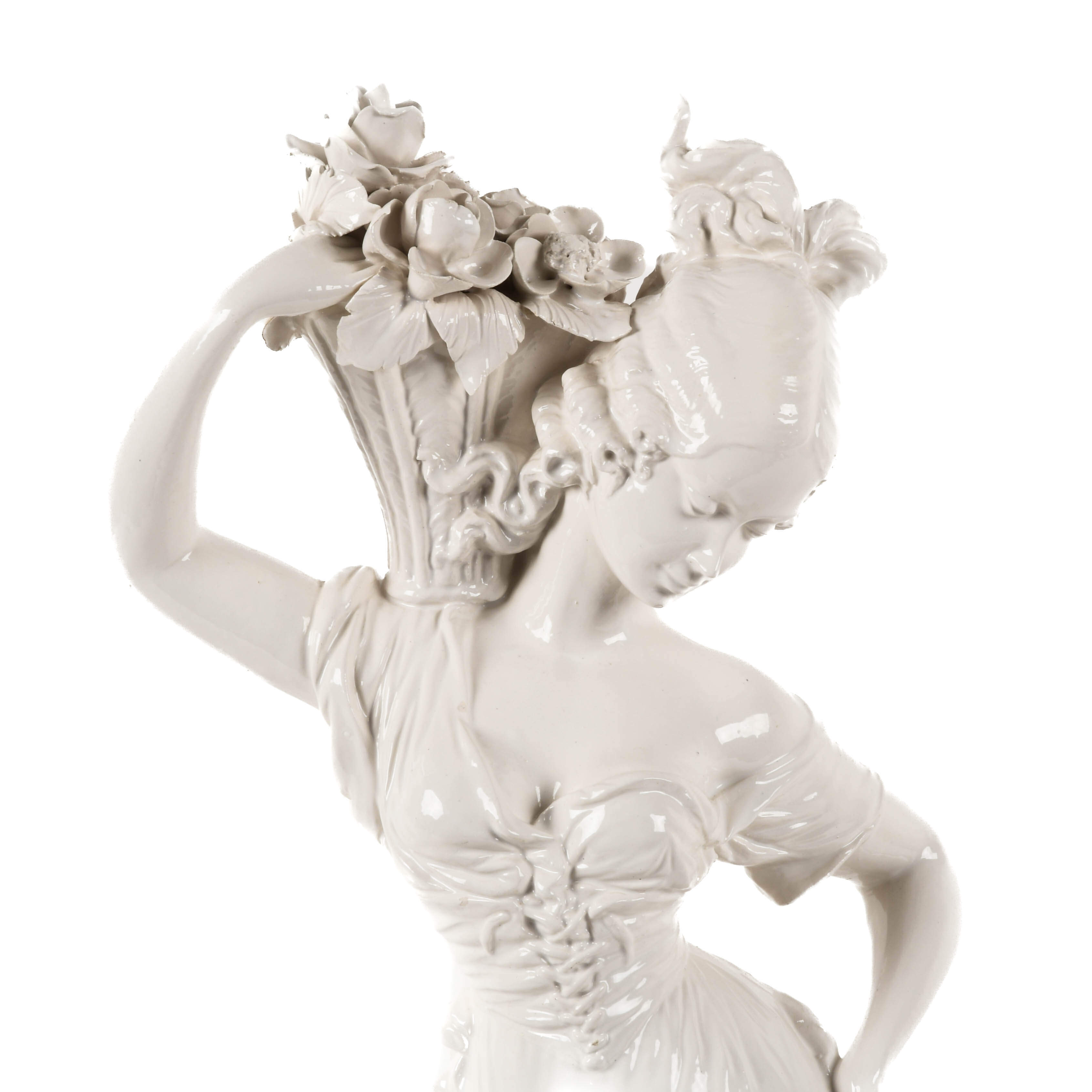 Italian High Glaze Ceramic Lady Sculpture-2