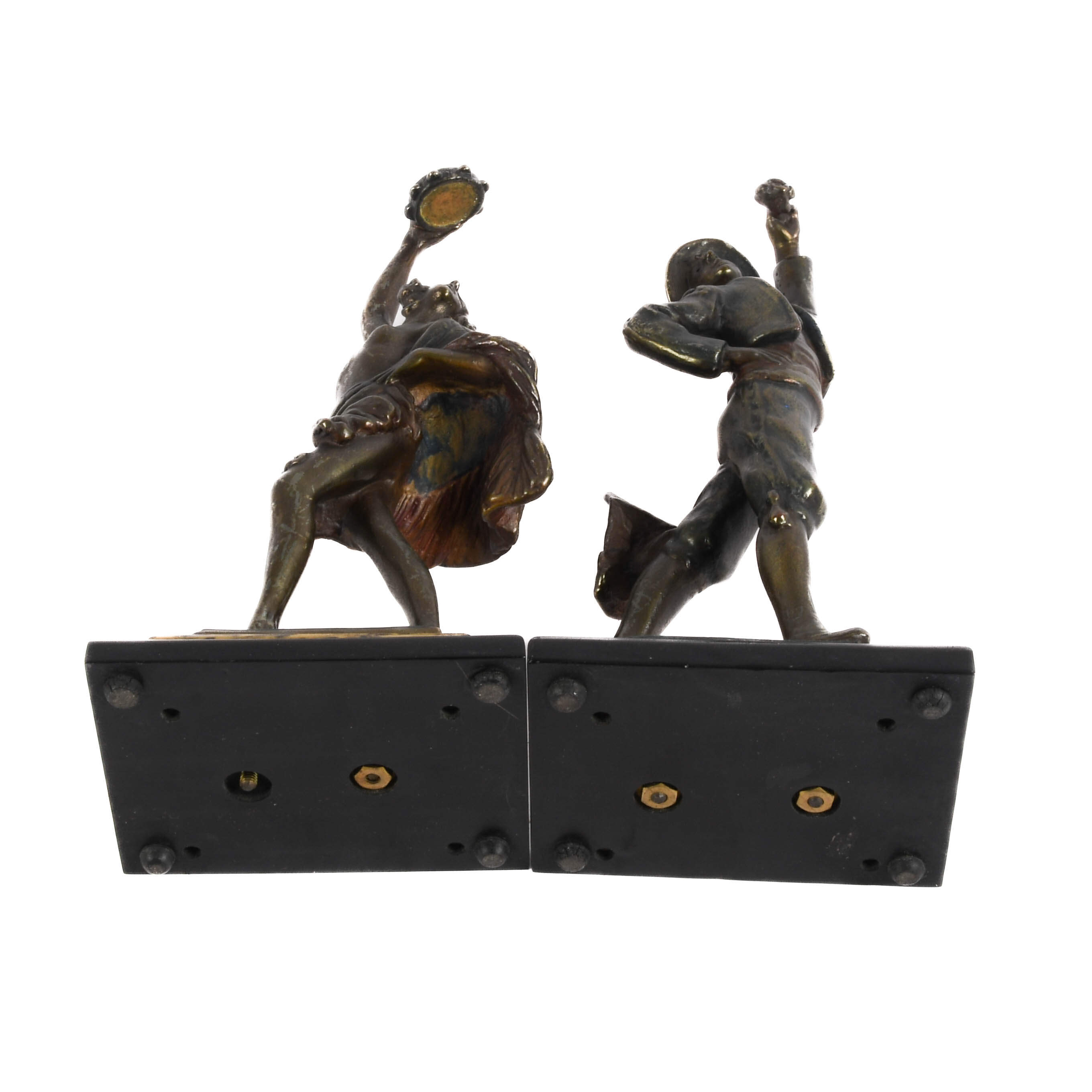 Signed Pair of Paul Herzel Metal Flamenco Dancer Statues-7