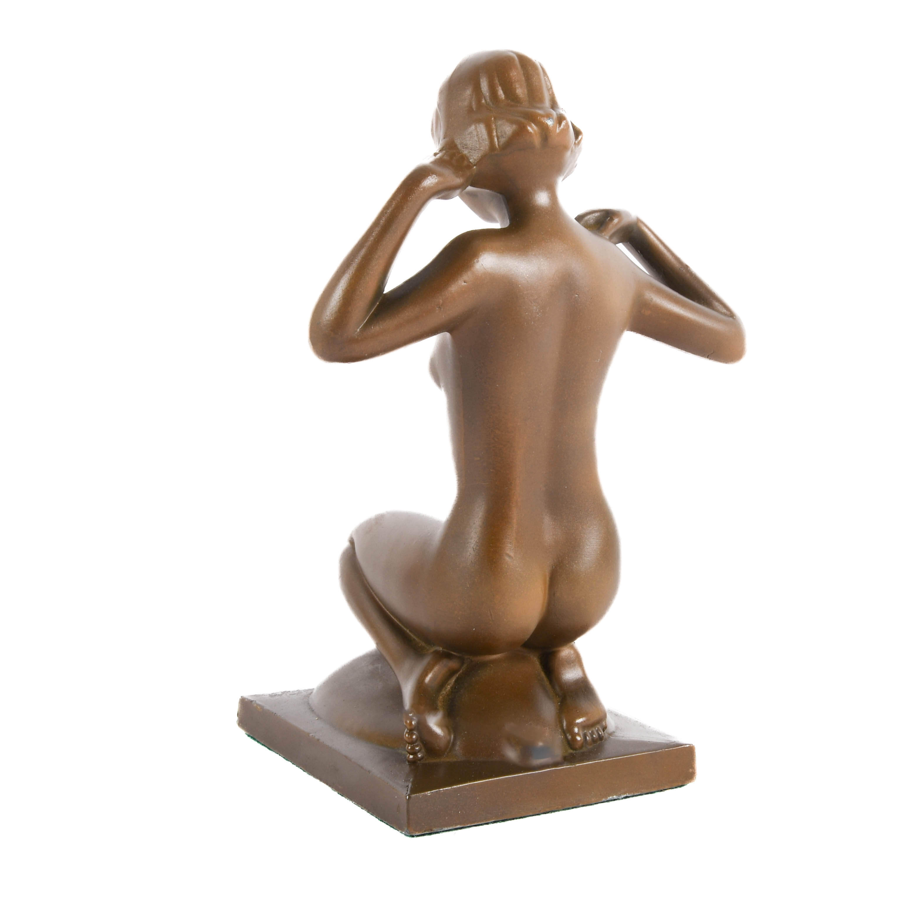 Antique Art Nouveau Figural Nude Statue-4