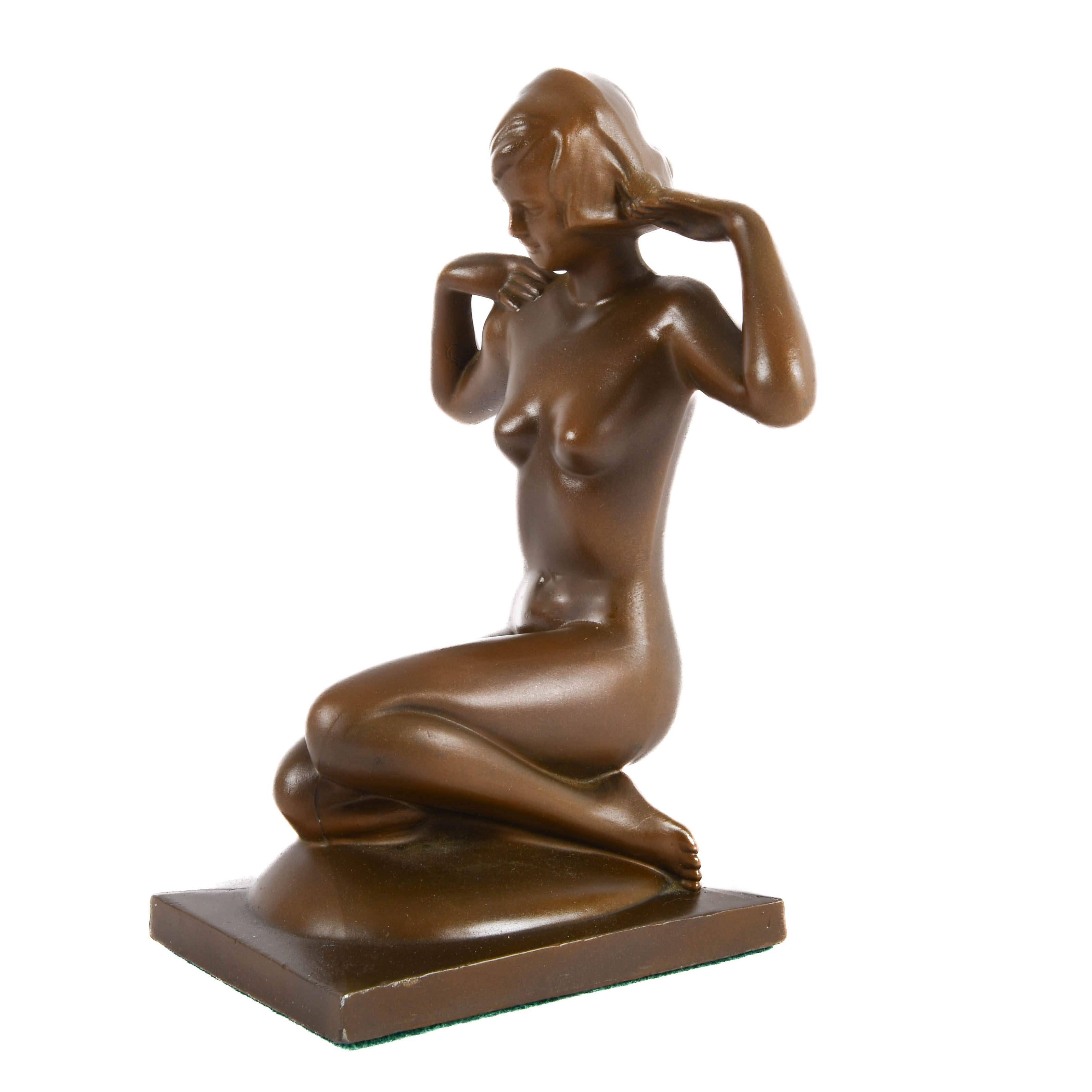 Antique Art Nouveau Figural Nude Statue-3