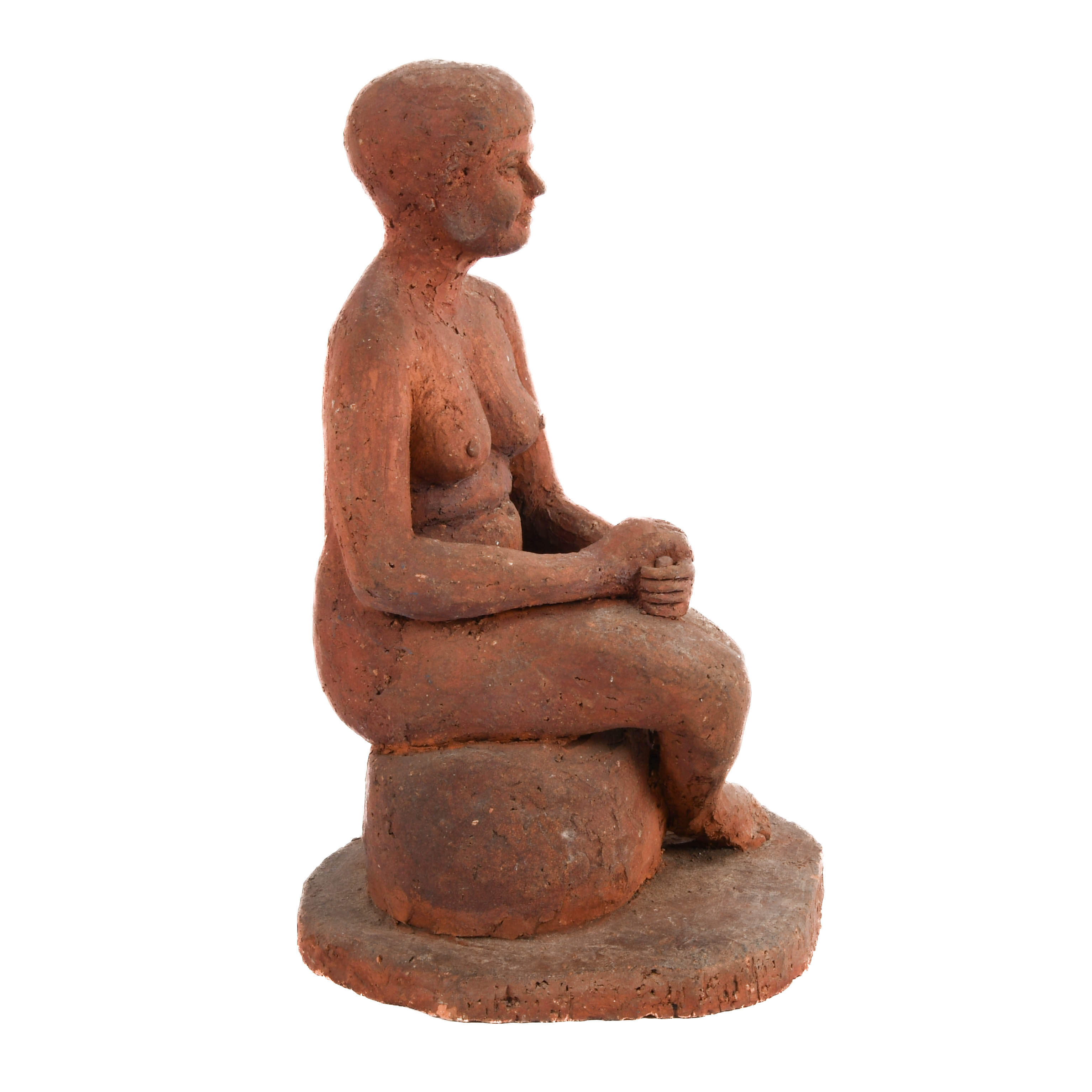 Seated Nude Terracotta Statue-6