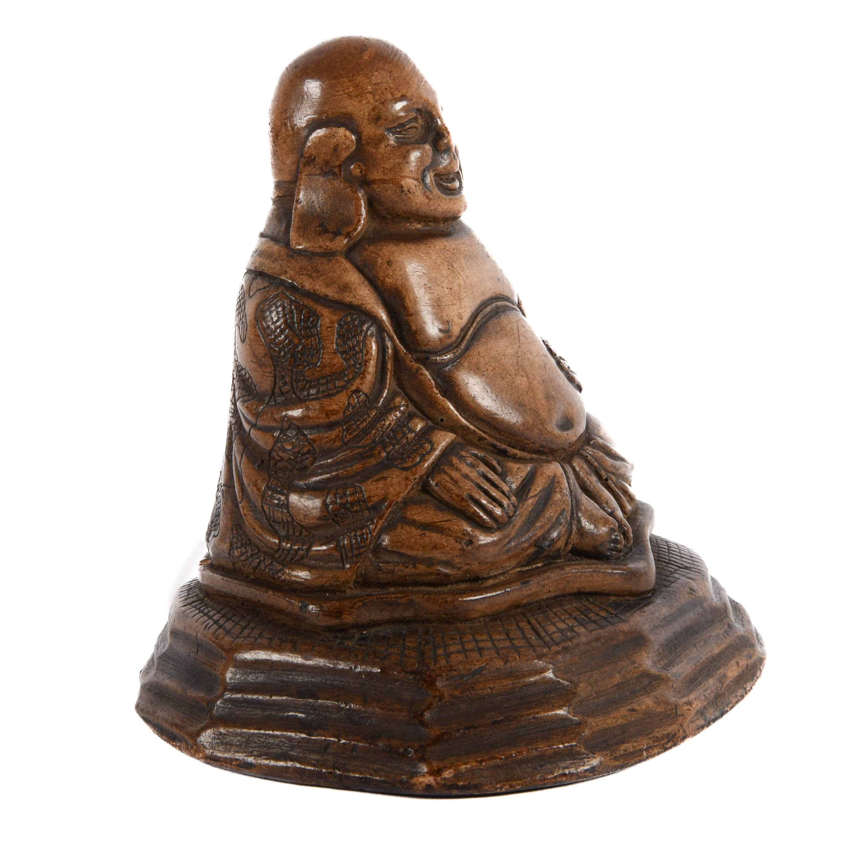 Carved Wood Seated Buddha Statue-5