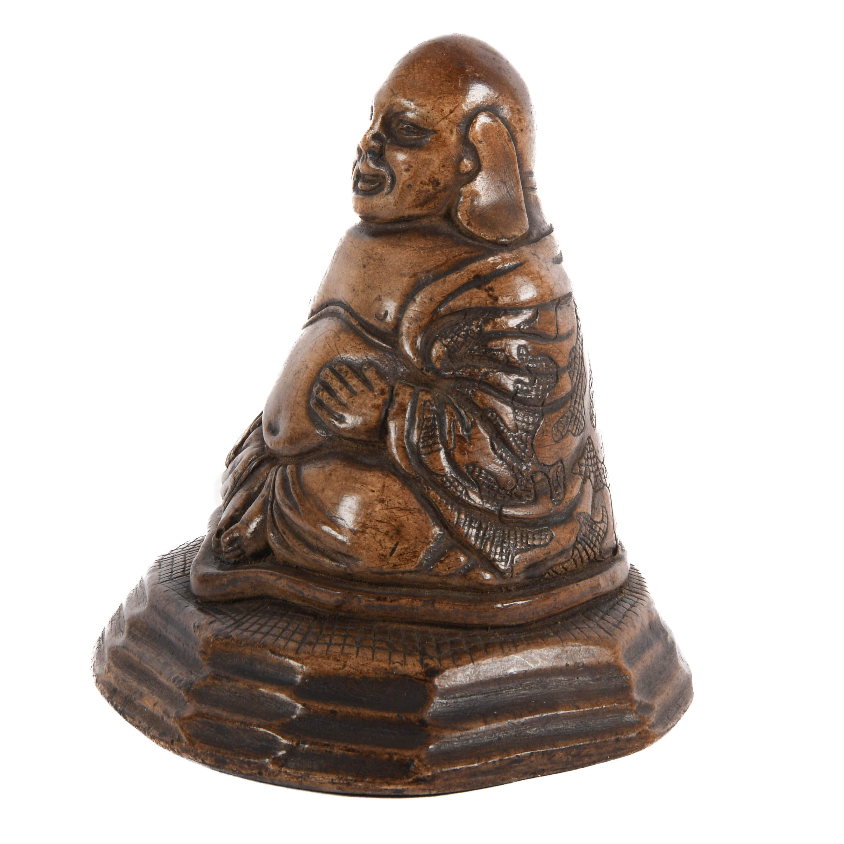 Carved Wood Seated Buddha Statue-3