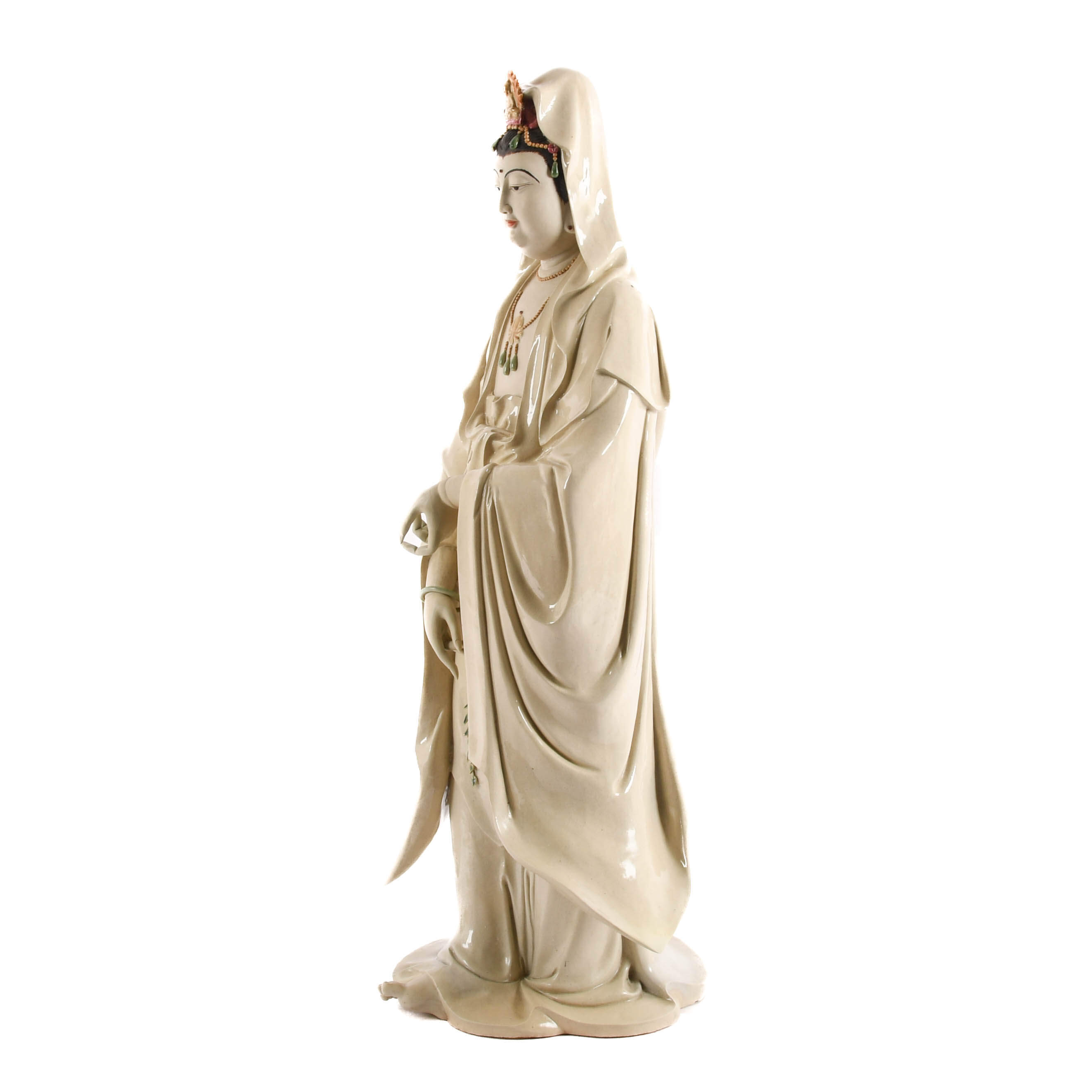 Oversized Porcelain Chinese Guan Yin Statue-5