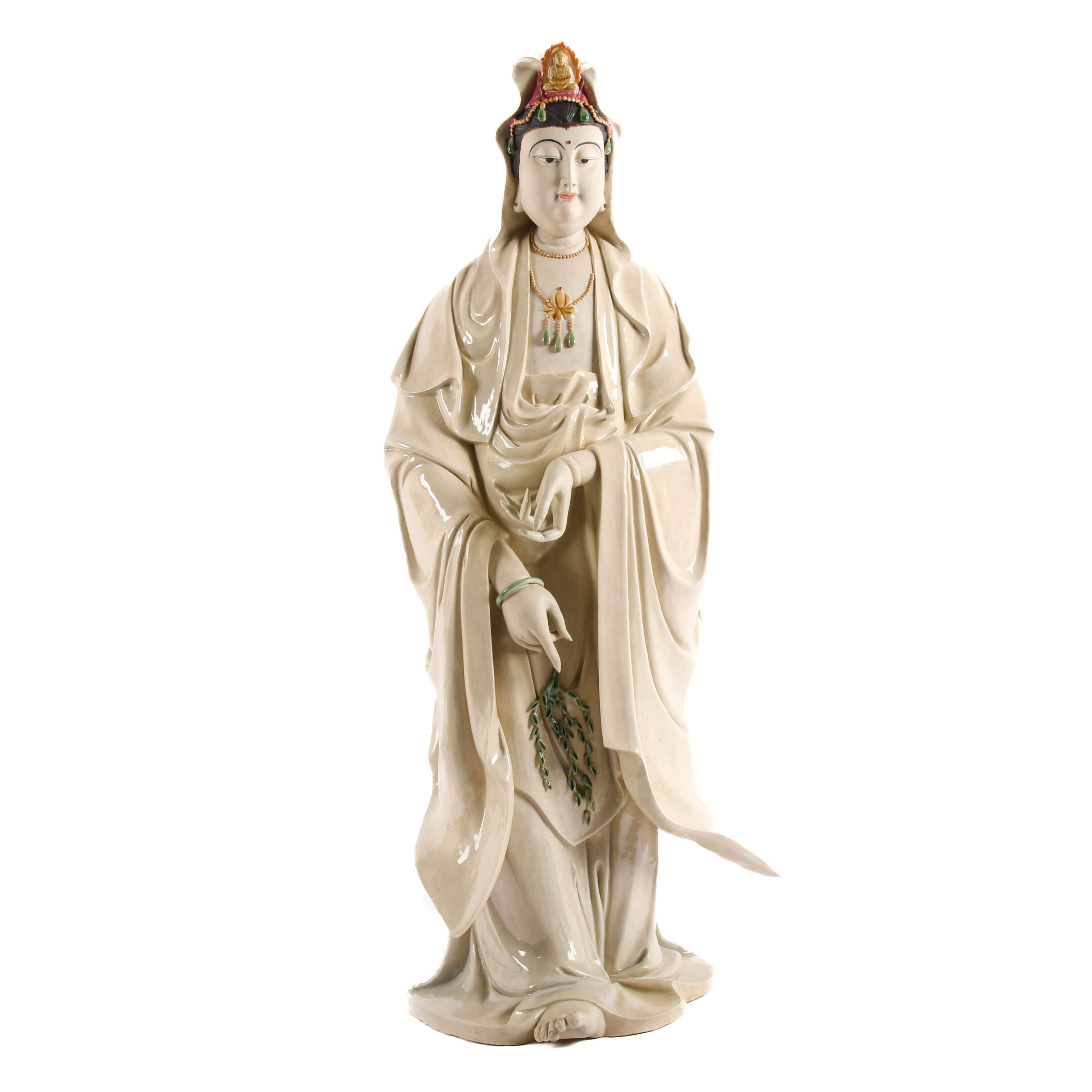 Oversized Porcelain Chinese Guan Yin Statue-1