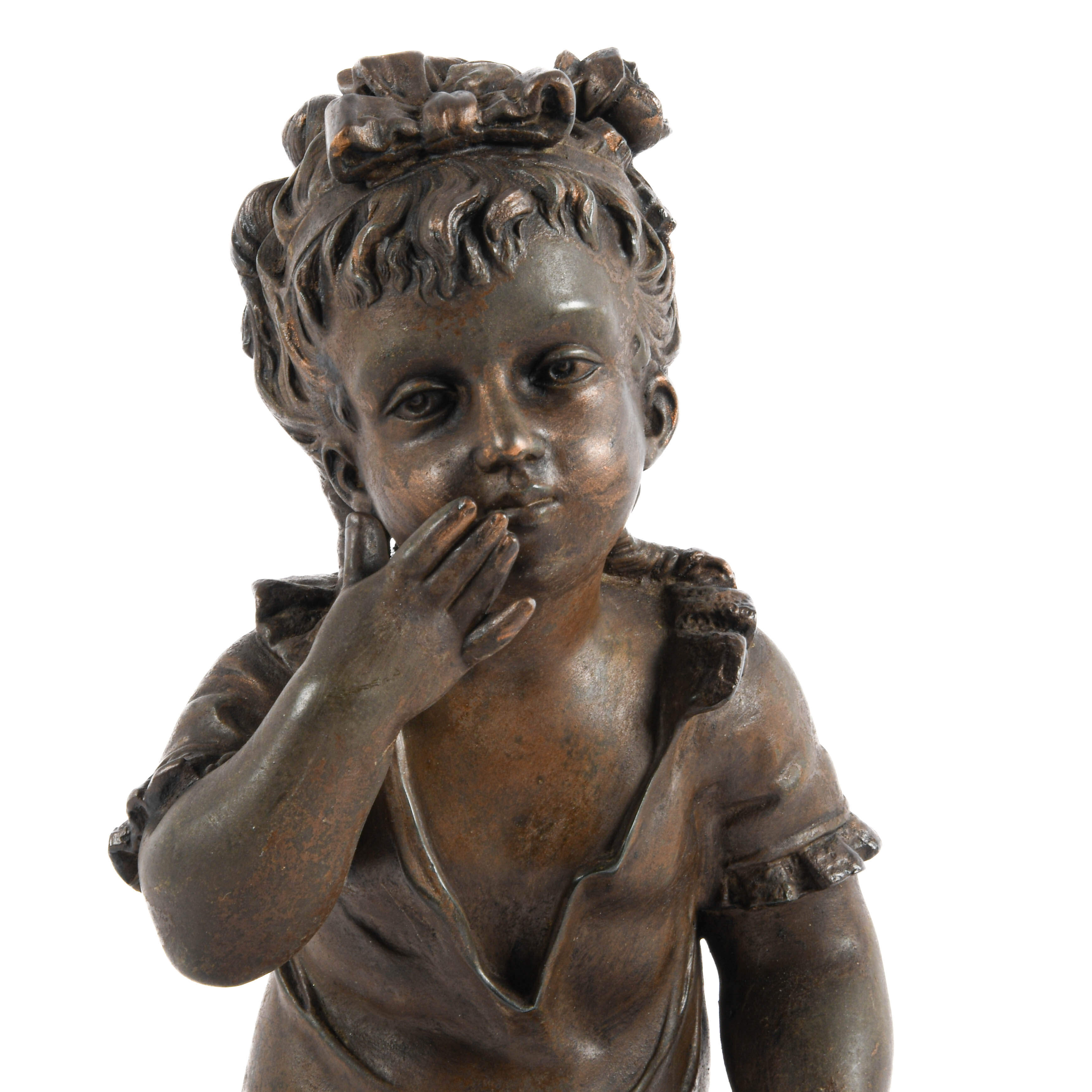 Spelter Garden Flower Girl Sculpture After Nicolas Constant Cadaix-6