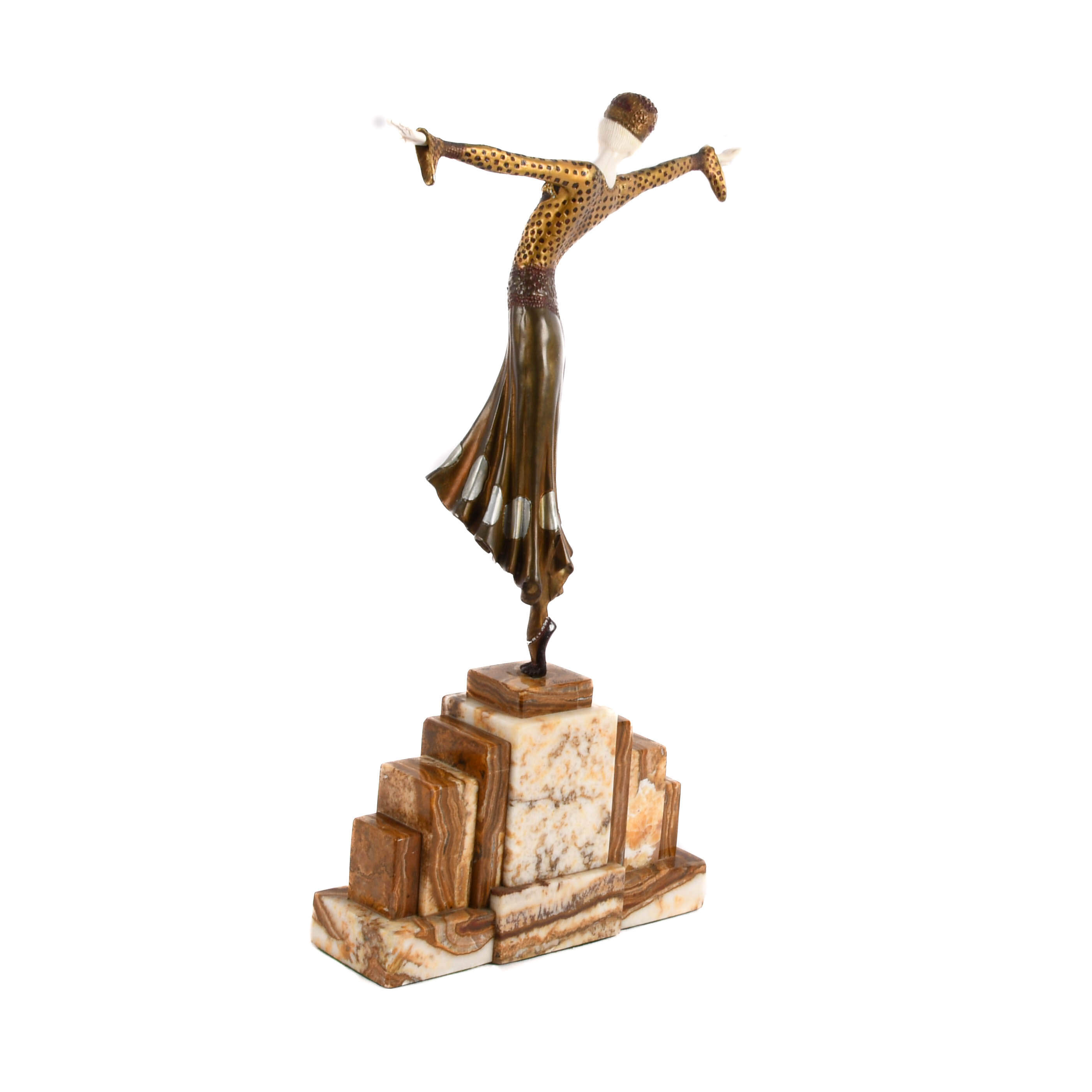 Bronze Art Deco-Style Dancer on Pedestal Base-5