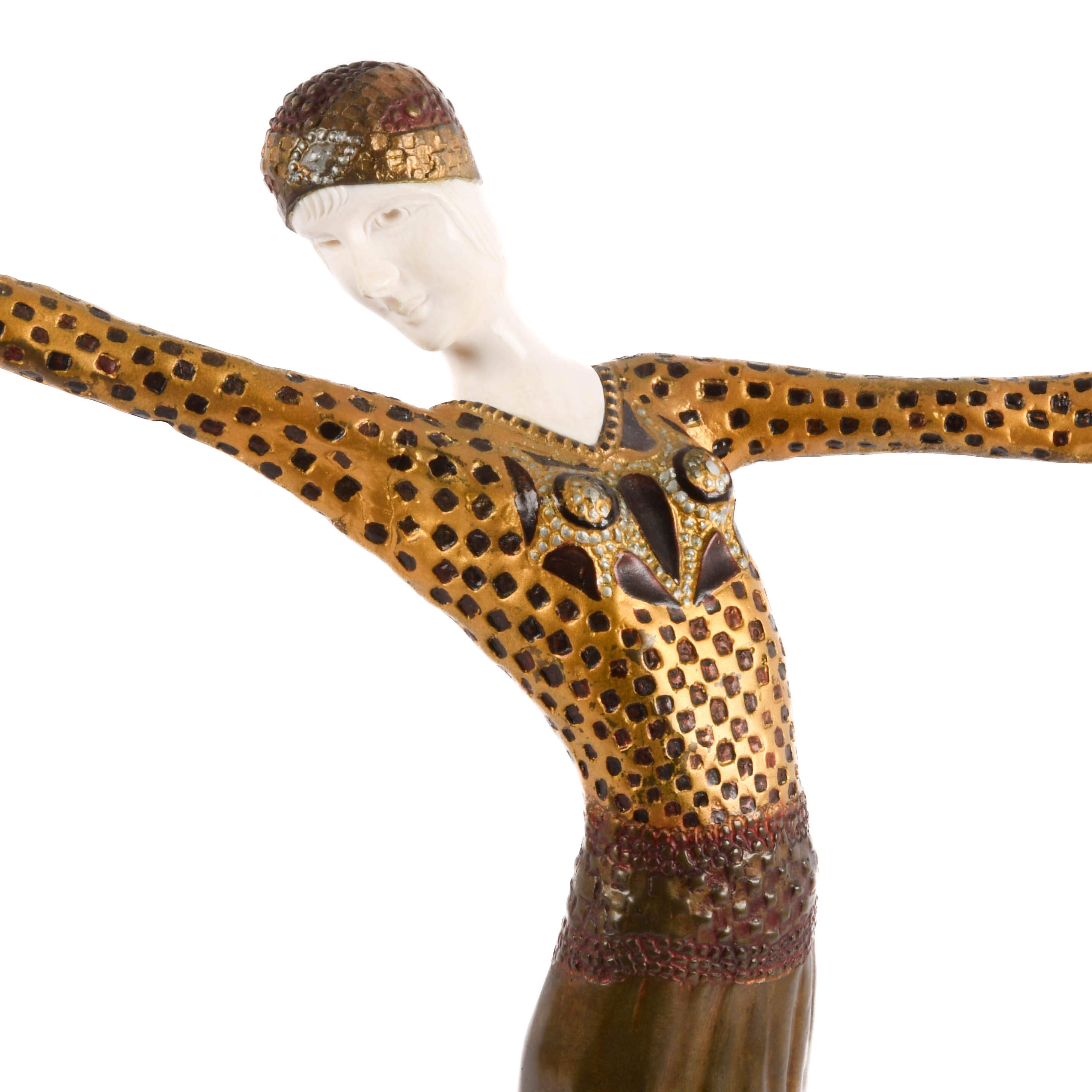 Bronze Art Deco-Style Dancer on Pedestal Base-2