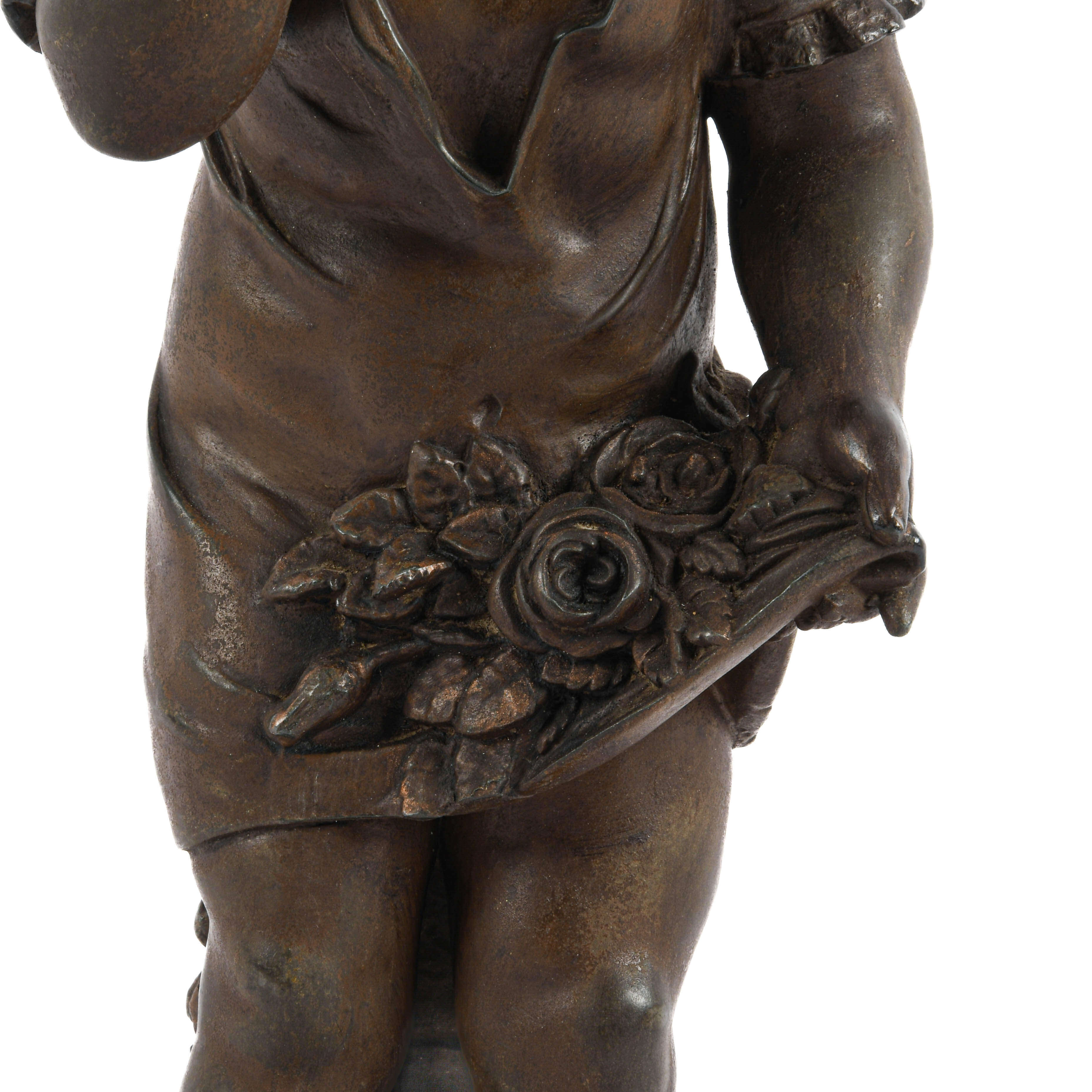 Spelter Garden Flower Girl Sculpture After Nicolas Constant Cadaix-3