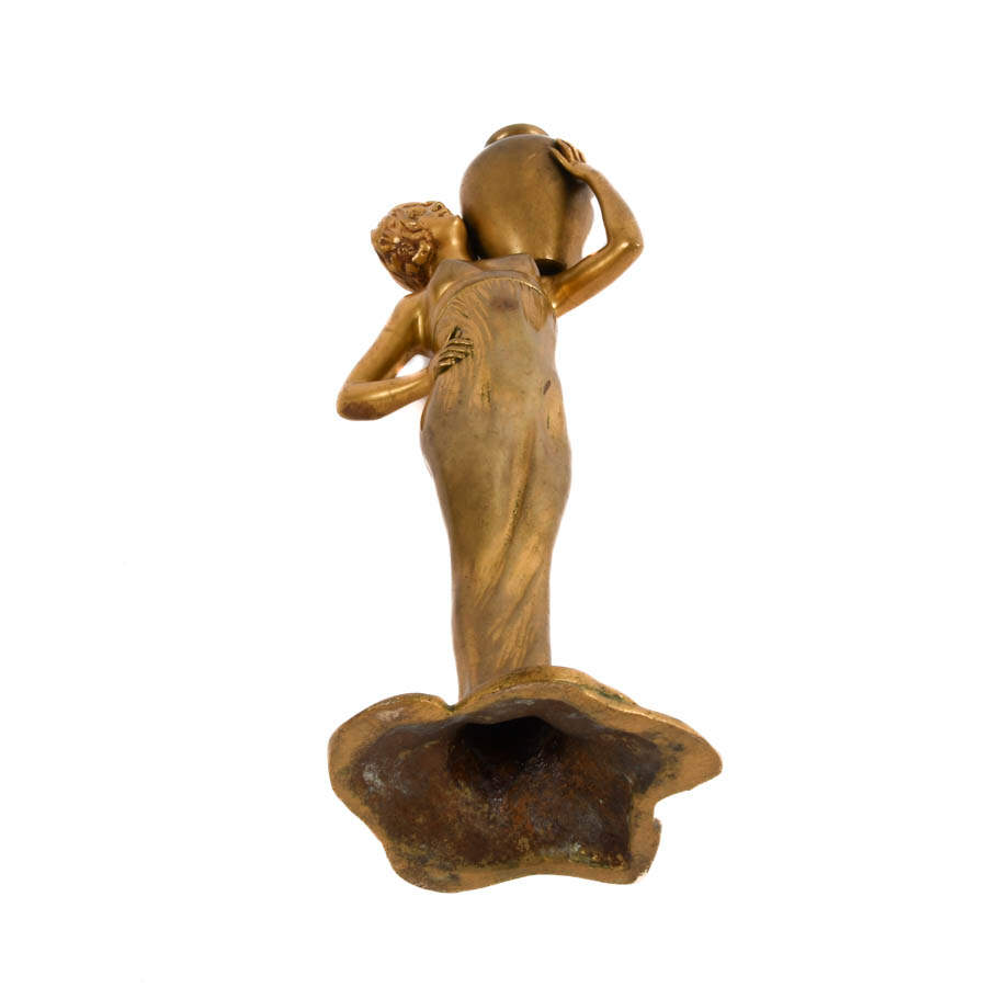 Art Nouveau Bronze Lady Statue by Suzanne Bizard-6