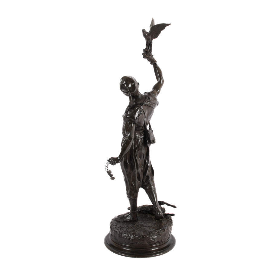 Antique Bronze Statue by Pierre-Jules Mêne "The Arab Falconer"-4