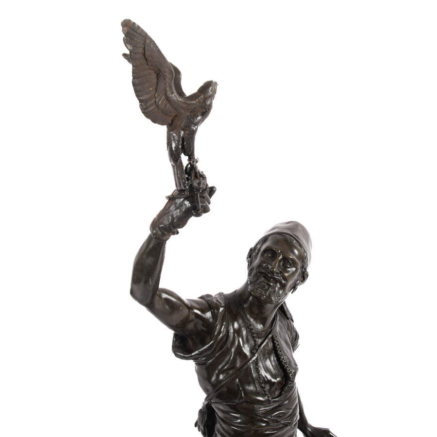 Antique Bronze Statue by Pierre-Jules Mêne "The Arab Falconer"-2
