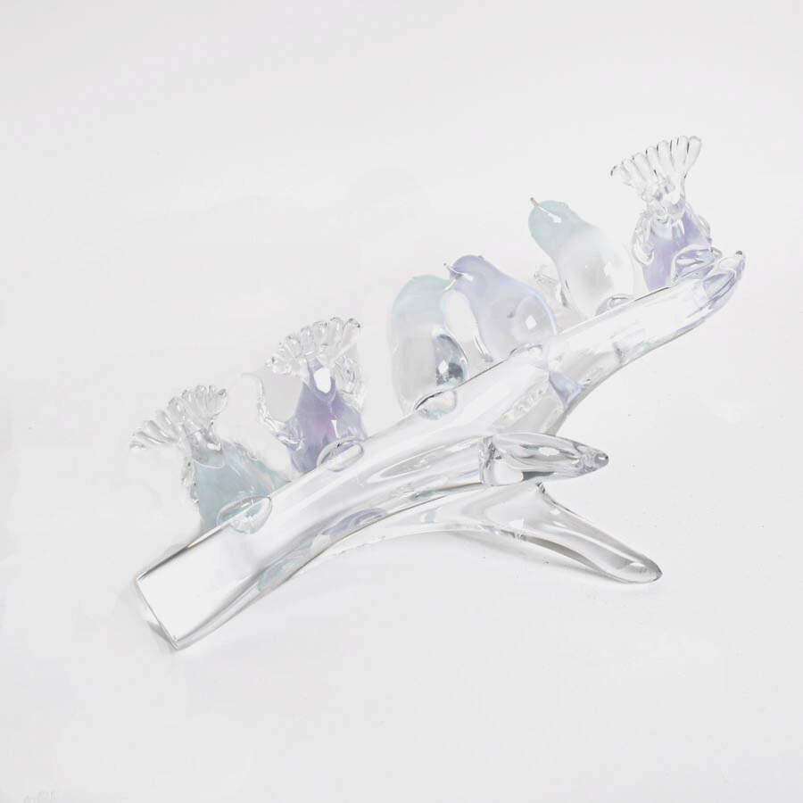 Signed Large Opaline Glass Birds Sculpture-5
