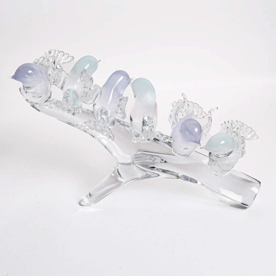 Signed Large Opaline Glass Birds Sculpture-3