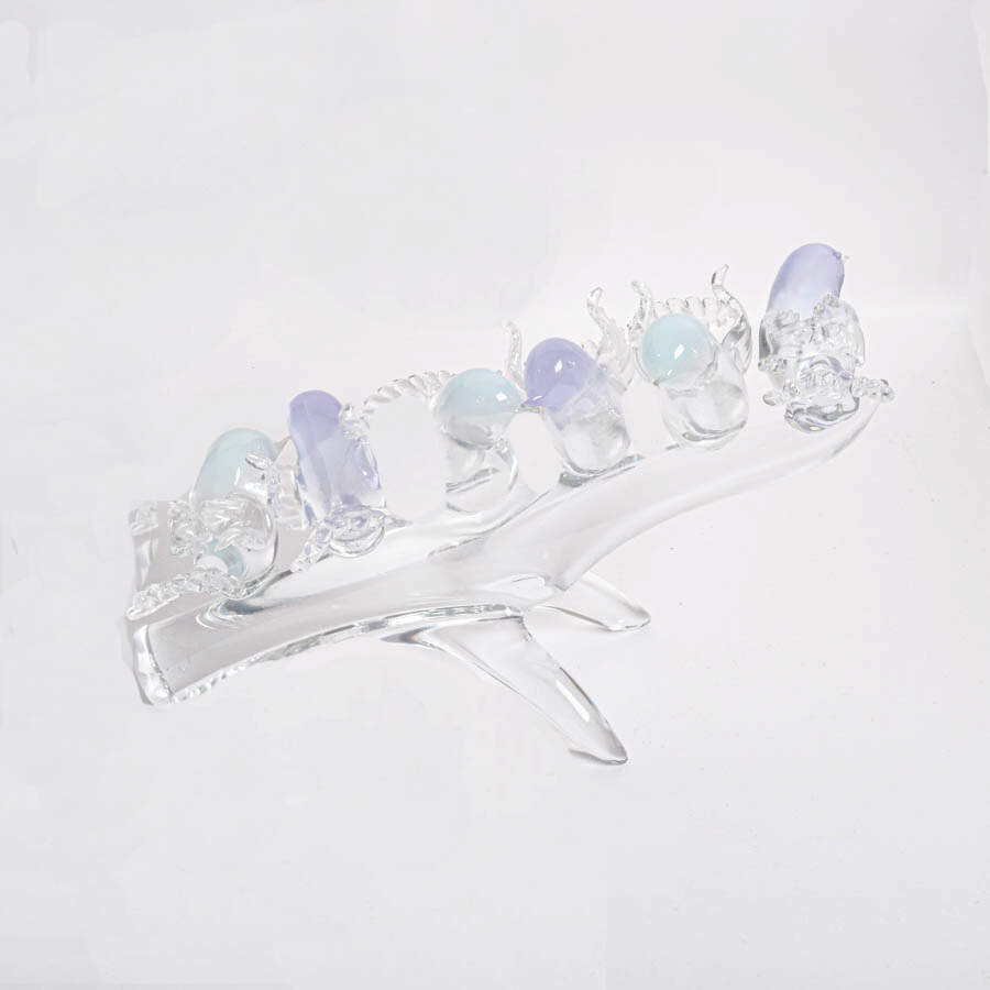 Signed Large Opaline Glass Birds Sculpture-1