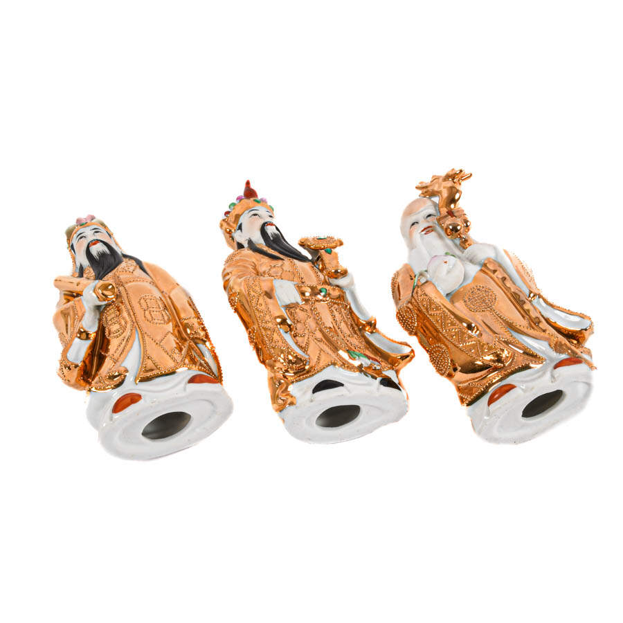 Set of Three Porcelain Chinese Deity Statues-5