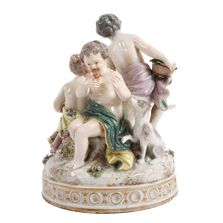 Meissen Sculpture of Three Seated Children-5