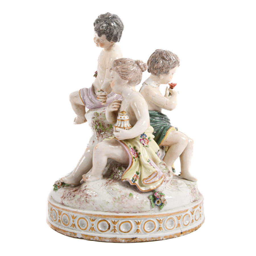 Meissen Sculpture of Three Seated Children-4