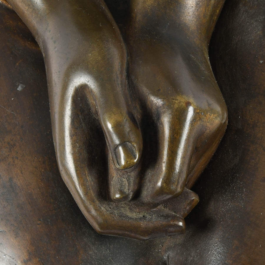 "Les Hirondelles" French Bronze Seated Nude Auguste Joseph Peiffer-8