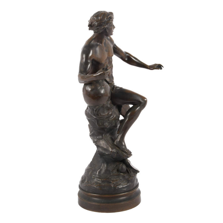 Antique French Bronze Sculpture "Fils de la Science" By Émile Louis Picault-9