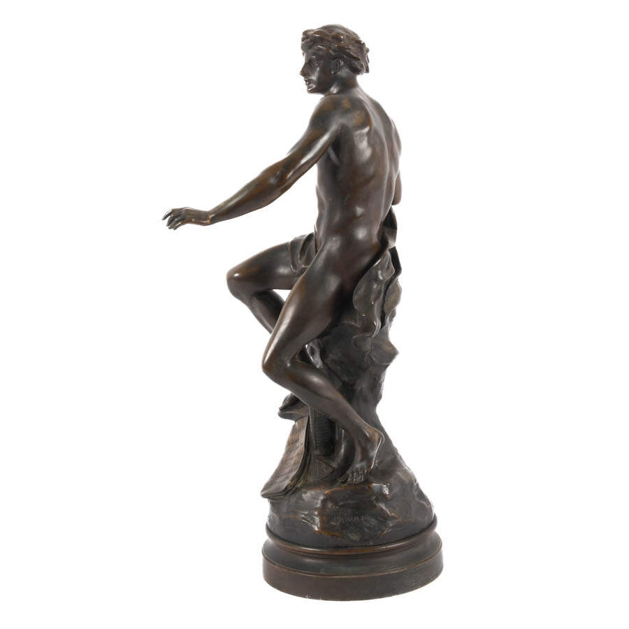 Antique French Bronze Sculpture "Fils de la Science" By Émile Louis Picault-7