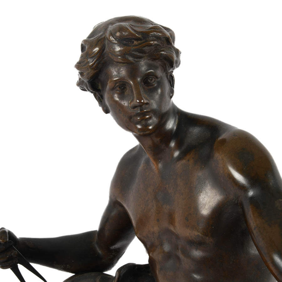 Antique French Bronze Sculpture "Fils de la Science" By Émile Louis Picault-6